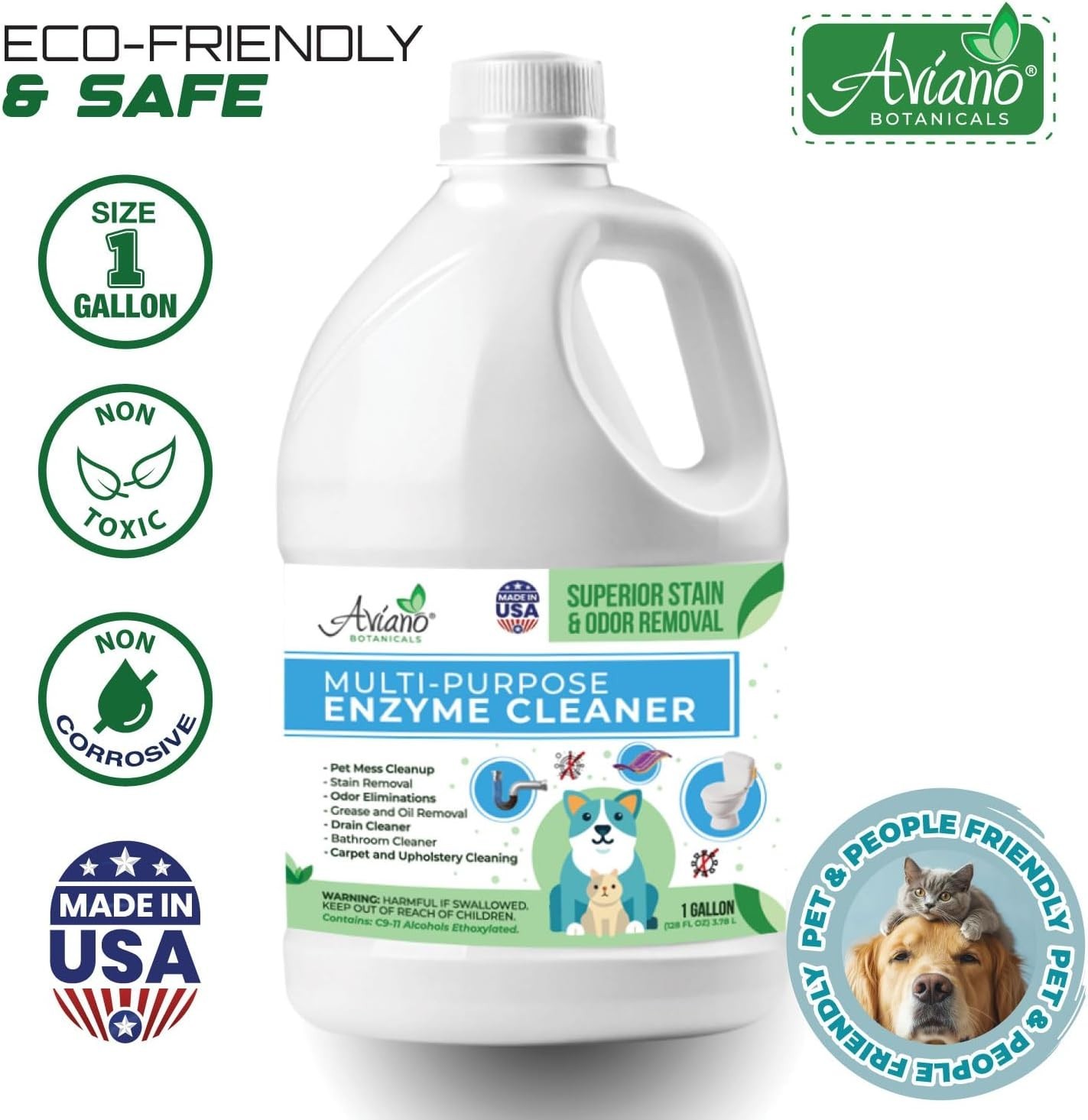Professional-Grade 1 Gallon Enzyme Cleaner: Non-Corrosive & Multi-Surface Use