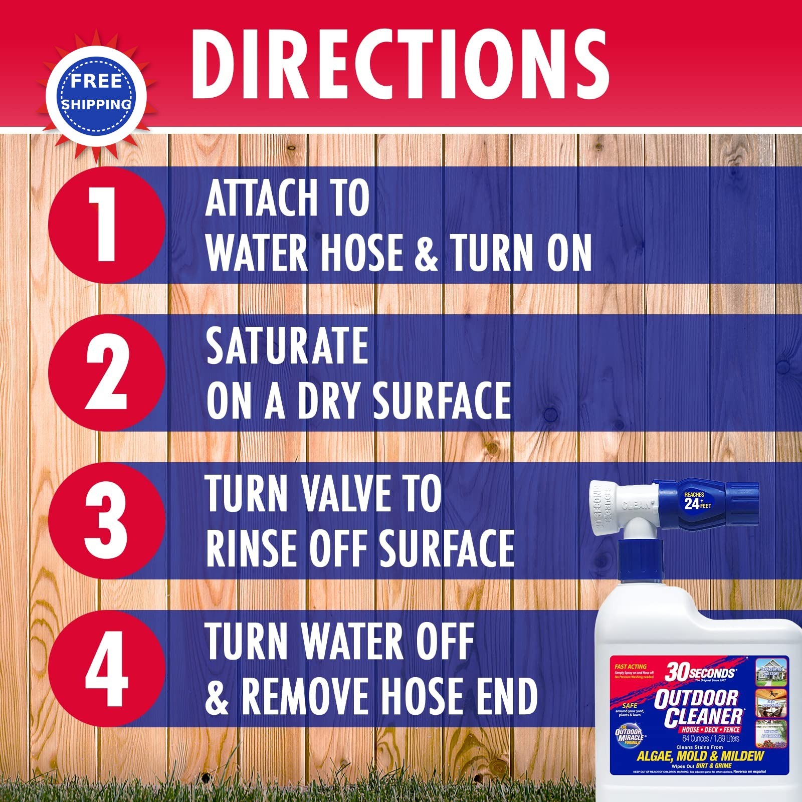 Cleaner 2 Pack with Hose End Sprayer 64 Fl Oz of Outdoor SECONDS Cleans Stains