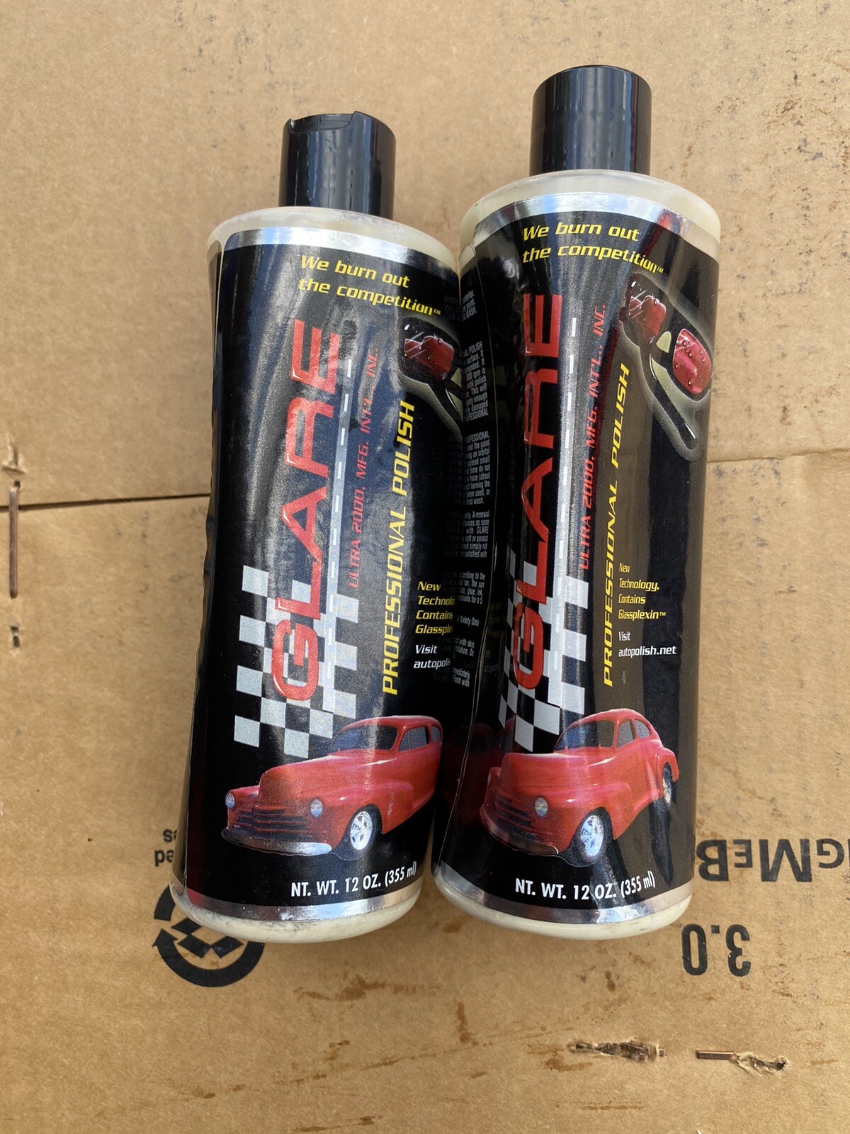 GLARE Ultra 2000 PROFESSIONAL Auto POLISH Wax – 12OZ (2 Lot) Dented Bottle