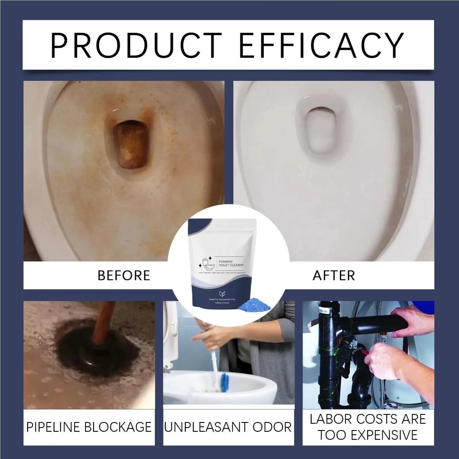Restorabowl Foaming Cleaning Powder Fresh Scent Fast Dissolving Daily Care