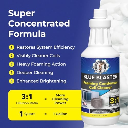 Blue Blaster AC Coil Cleaner Foam Quart 3:1 Concentrate for Outdoor HVAC Units