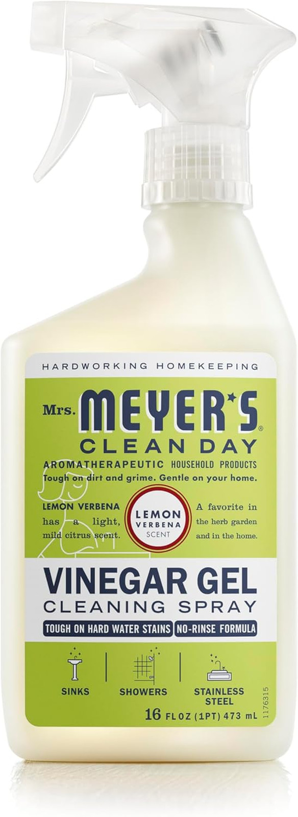 Mrs. Meyer’s Vinegar Gel Cleaning Spray, No-Rinse Formula Lemon Verbena 16 Fl Oz