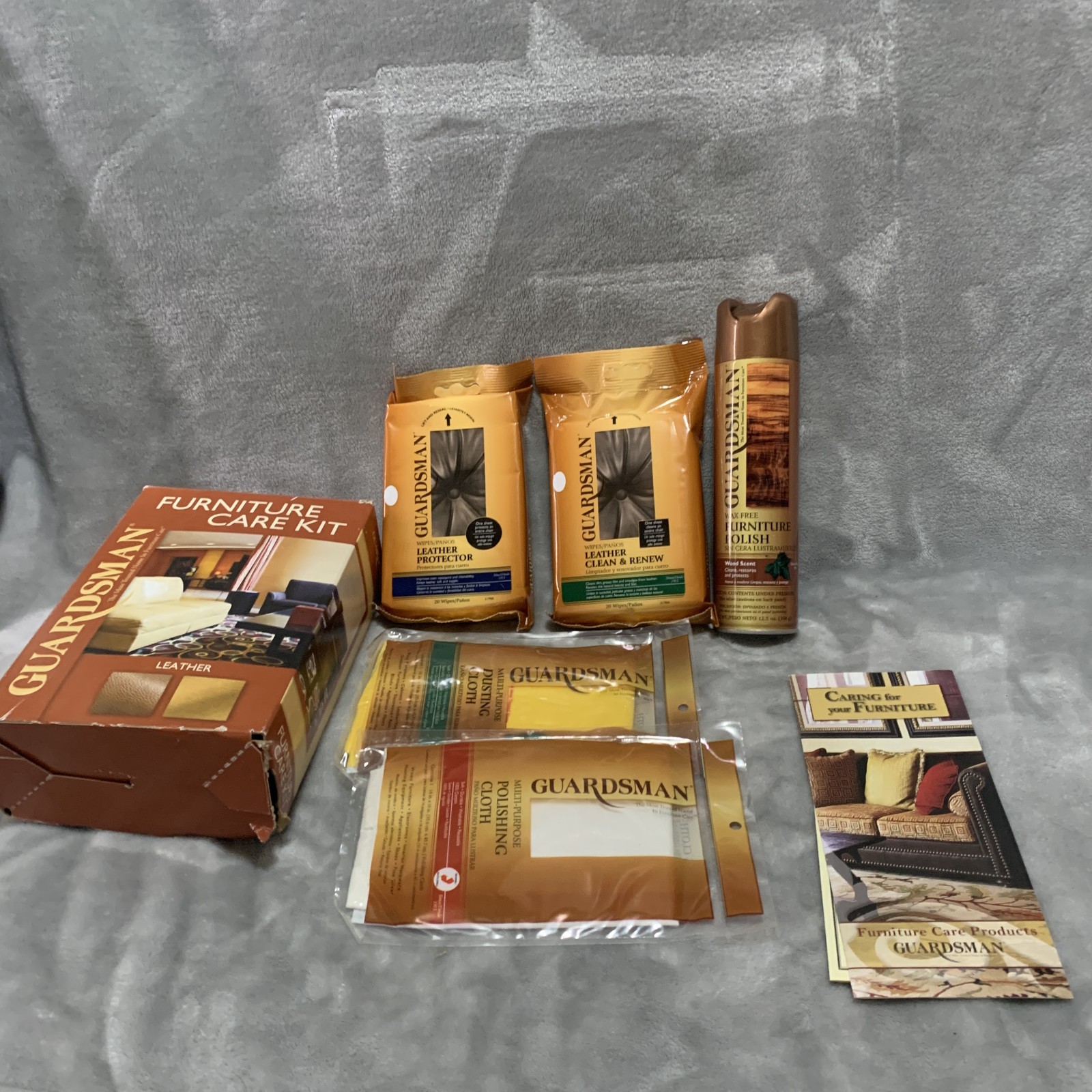 Guardsman Leather Furniture Care Kit Cleaner Protector Wipes Polish Dusting