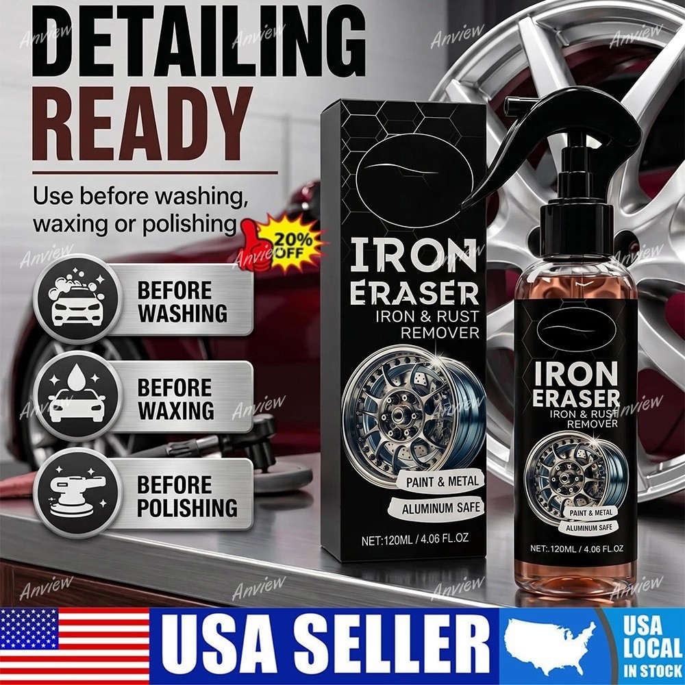 Iron Eraser Rust Remover Spray, Car Wheel Paint Brake Dust Fast Cleaner 120ML US