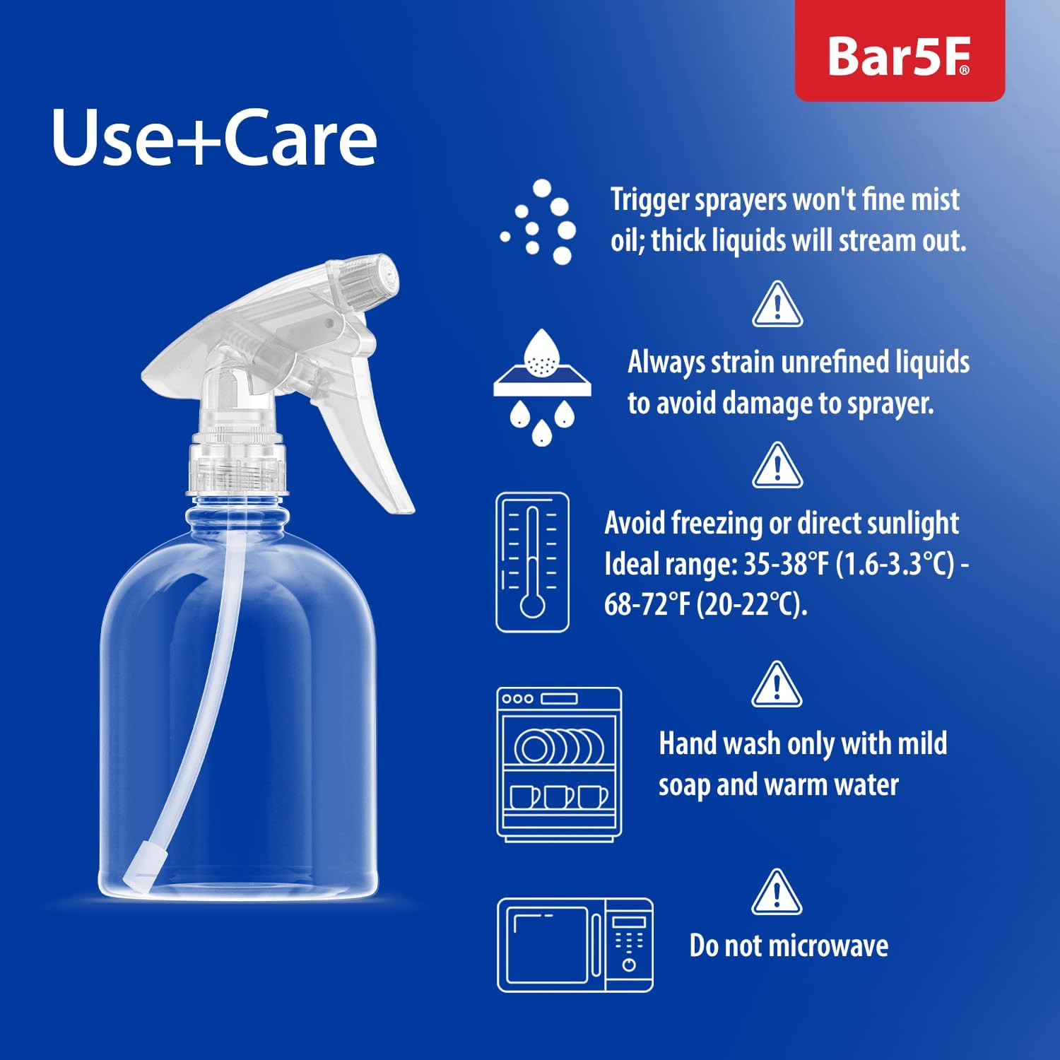 Empty Clear Spray Bottle Adjustable Head Sprayer from Fine to Stream, Natural, 1