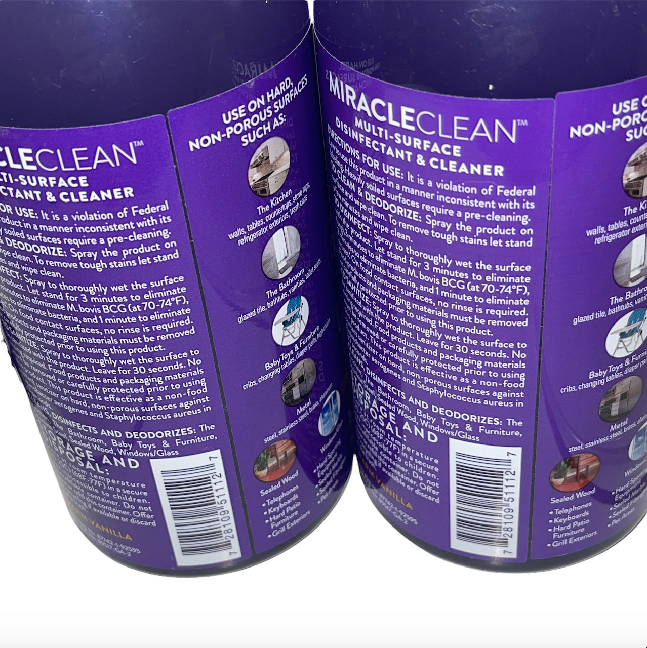 Lot of 2 JOY MANGANO MIRACLECLEAN WARM VANILLA 28 FL OZ W/ Sprayers READ READ