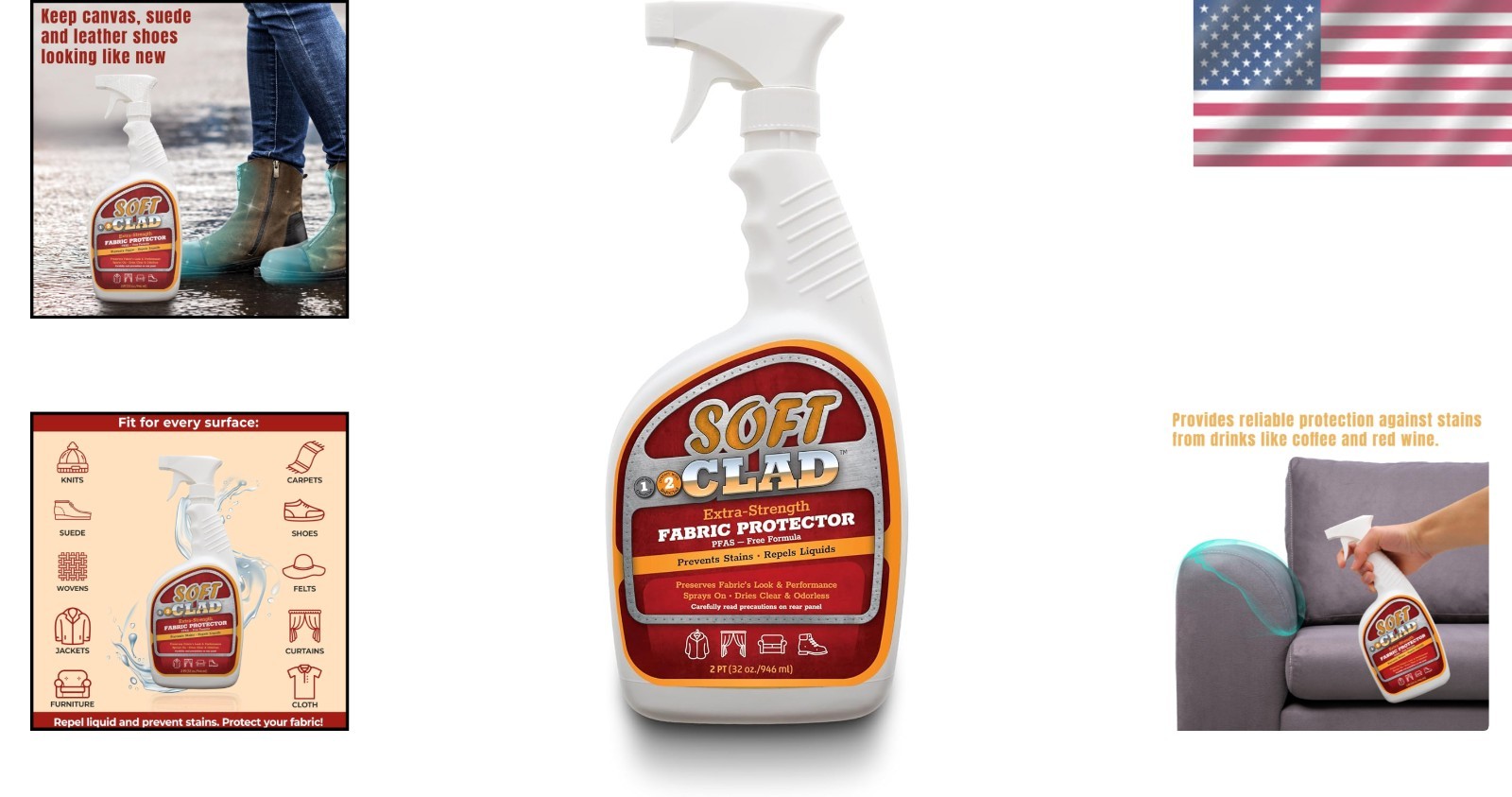 SoftClad 32oz Fabric Protector Spray – Extra Strength Stain Guard & Repellent