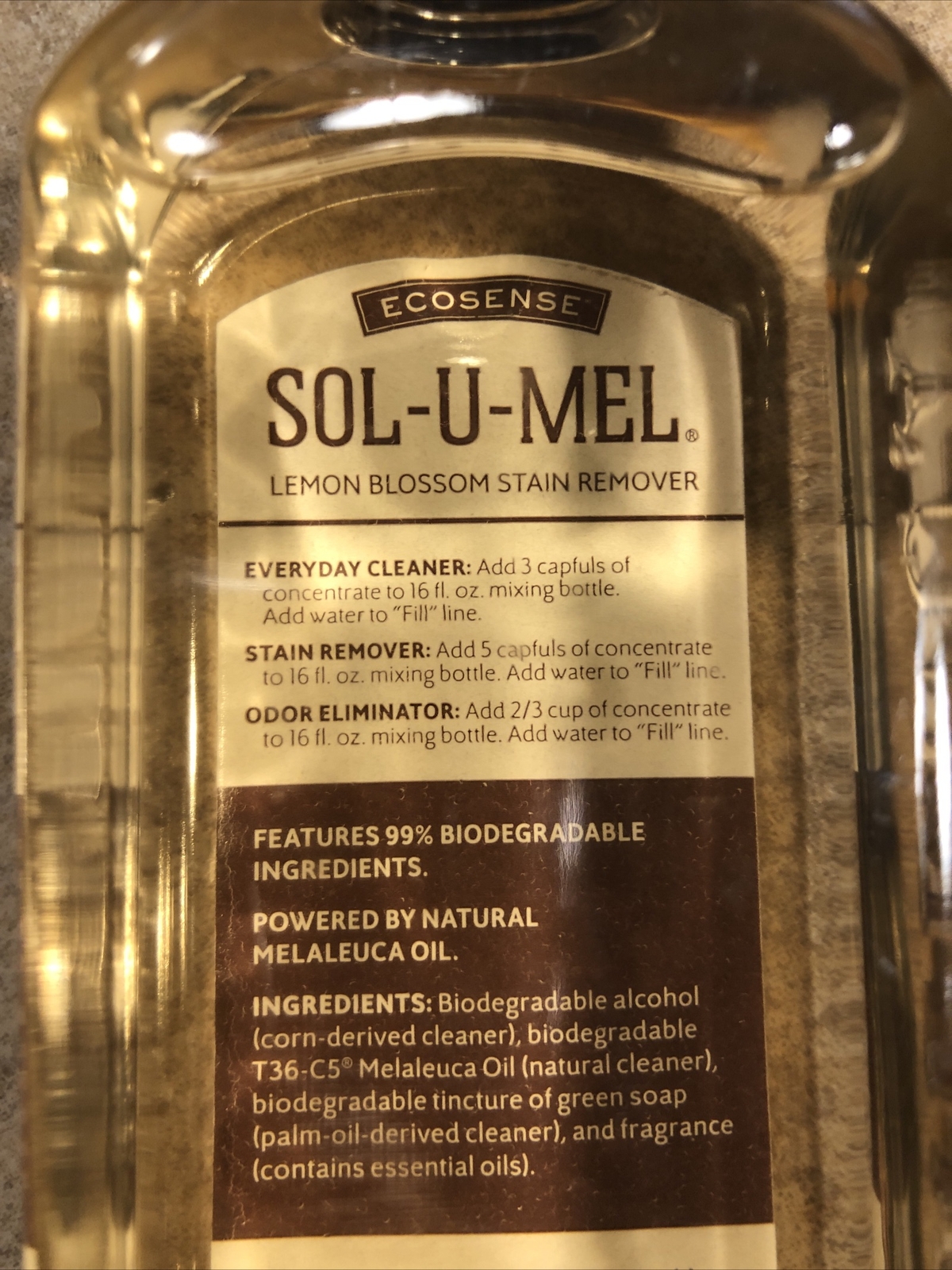 NEW Ecosense Sol-U-Mel Lemon Blossom Biodegradable CONCENTRATE STAIN REMOVER 8oz