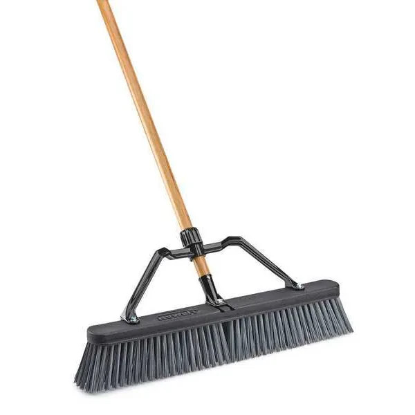 Libman Push Broom 24 in Heavy Duty Hardwood Bristle 60 in Wood Handle Rough Surf