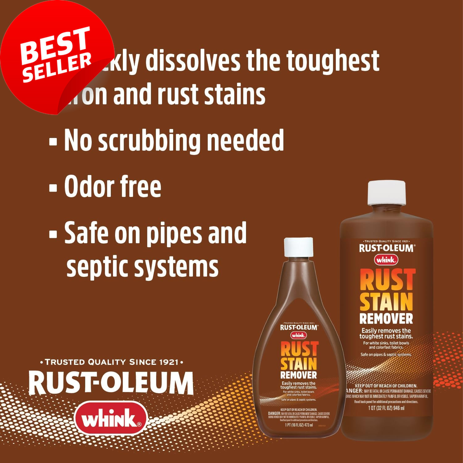 Whink Rust Stain Remover for Toilets, Sinks, Fabrics & Carpets | 32 Oz