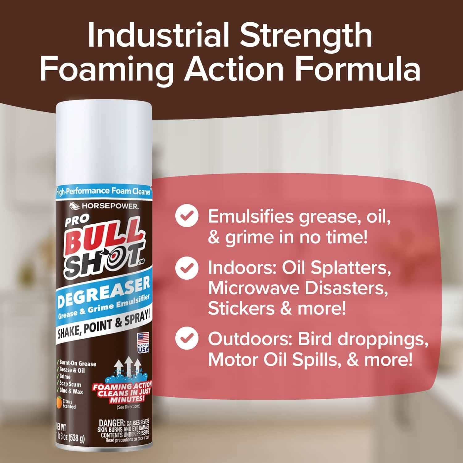 Bull Shot Degreaser Pro, Foaming Degreaser & Grime Remover, Heavy-Duty, as SEEN