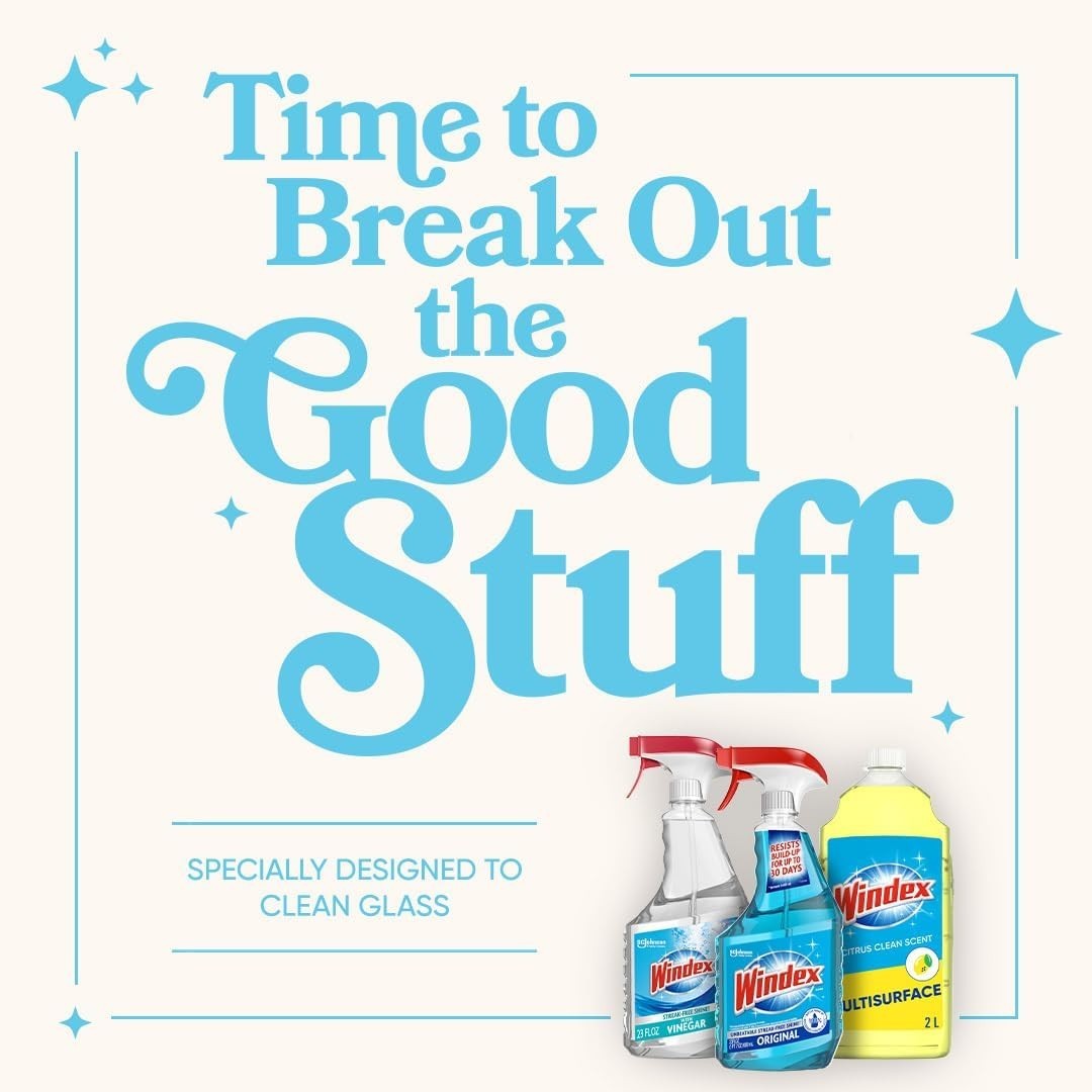 Windex Blue Glass Cleaner – 32 Fl Oz, Made from 100% Recycled Plastic