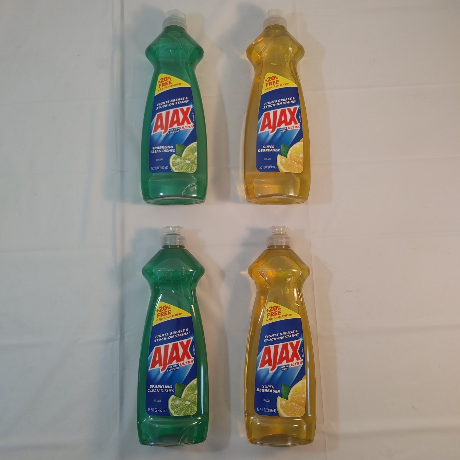 4 Pack Ajax Dish Soap – 2 Lime Vinegar, 2 Lemon, 15.2 oz Each – Degreasing Power