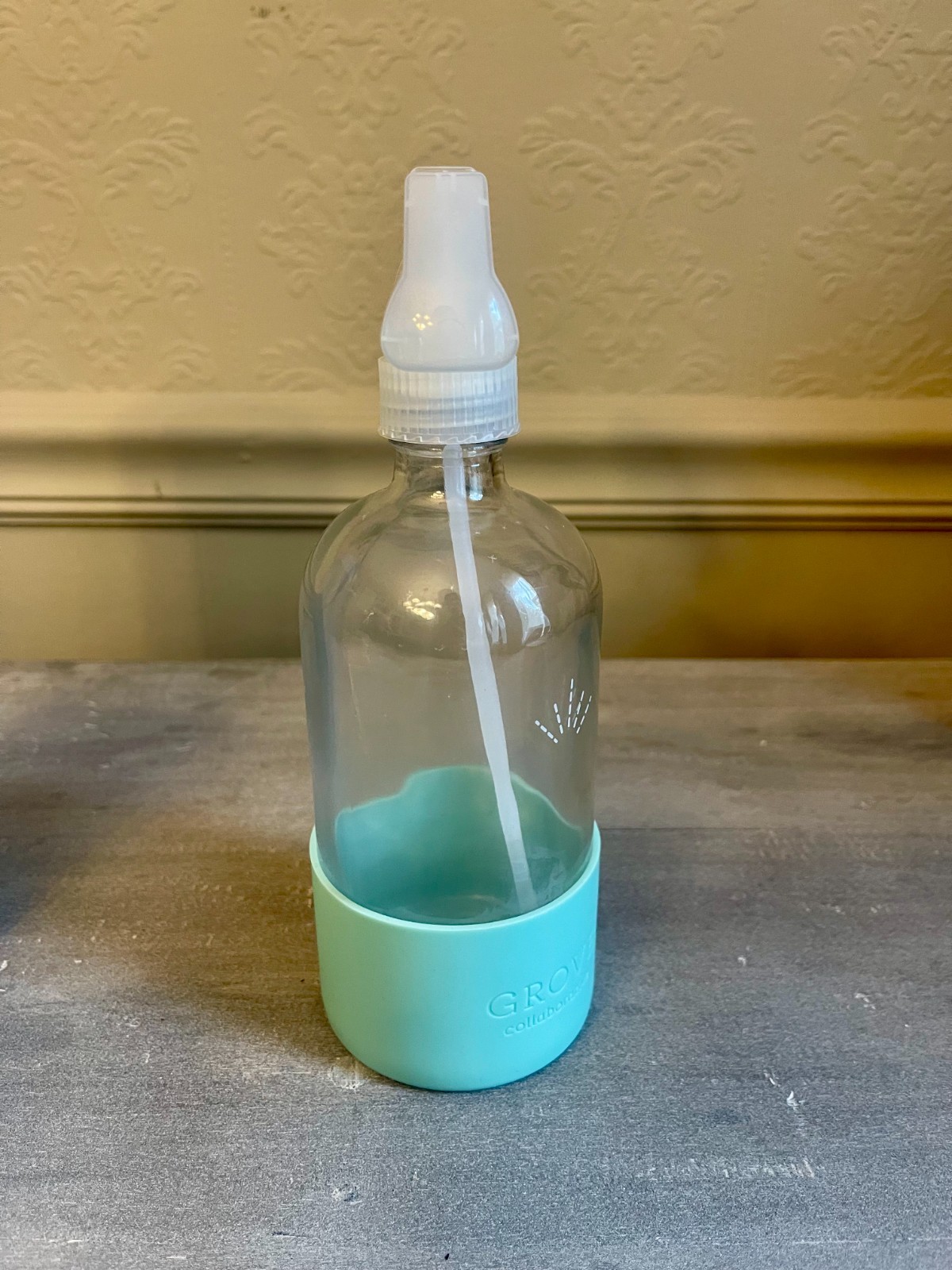 Brand New Grove Collaborative Turquoise Reusable Glass Cleaning Bottle-16oz