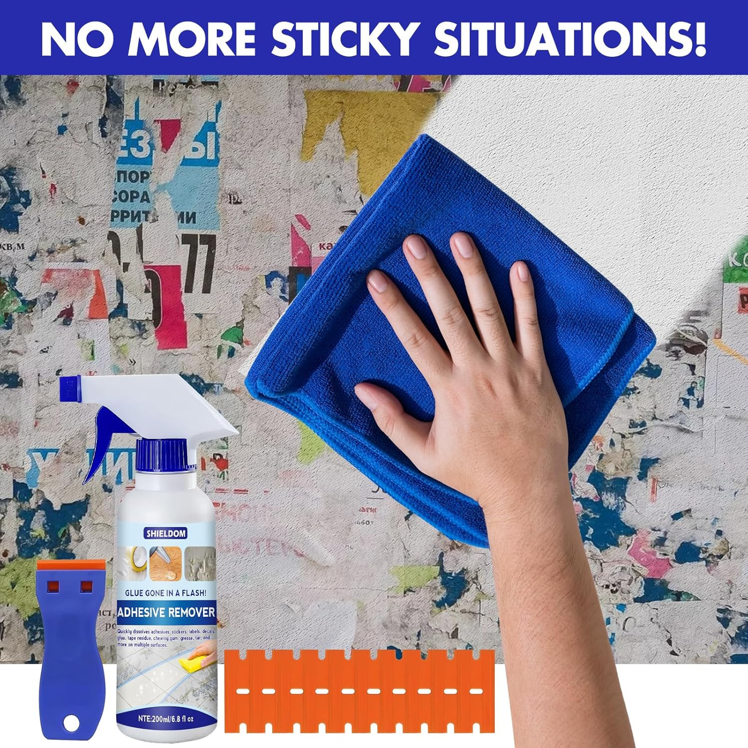Adhesive Remover, Dissolve & Soften Adhesives on Car Glass & Paint, Easily Remov
