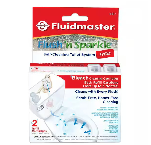 Flush N Sparkle Bleach Toilet Cleaning Refills (2-Pack), Fluidmaster 8302P8