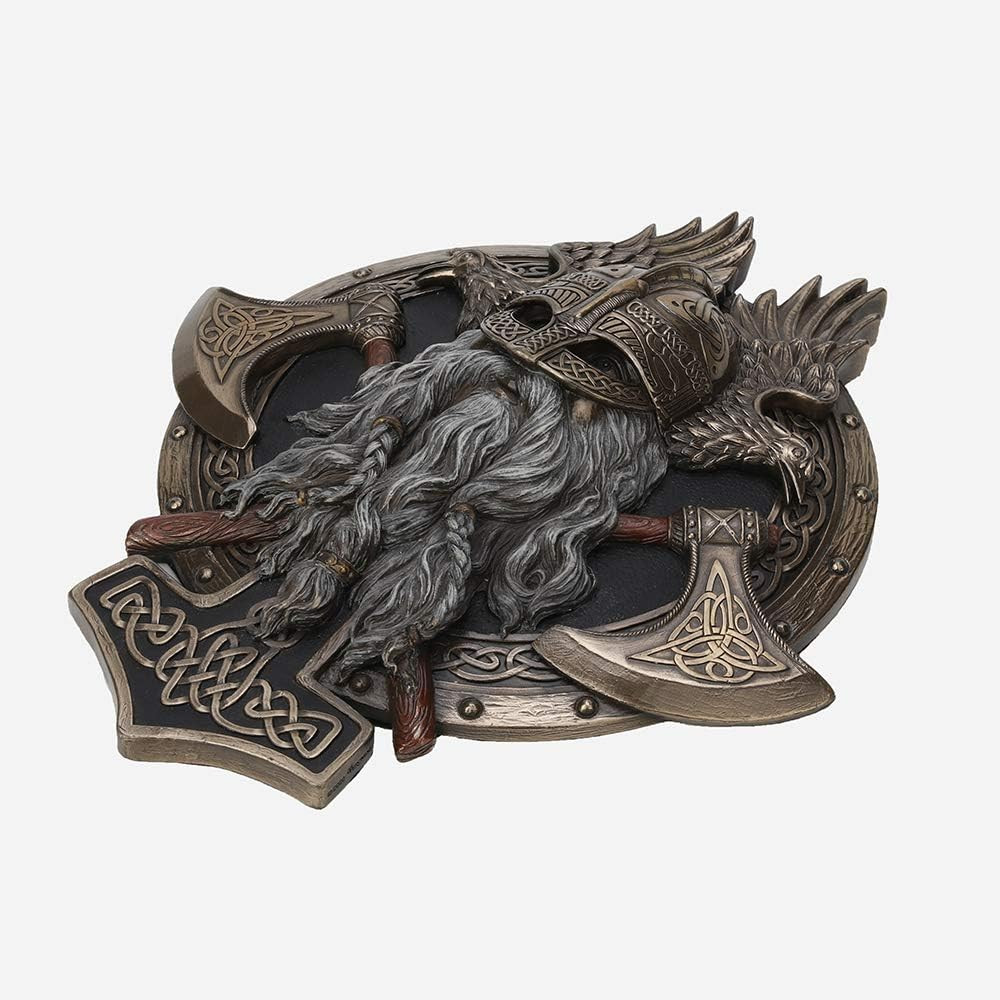 10 5/8″ Viking Wall Plaque Valhalla Sculpture Cold Cast Bronzed Resin