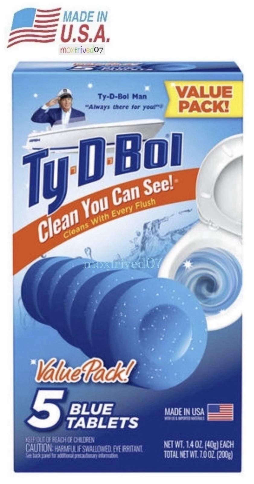 Ty-D-Bol® Blue Tablets Value 5 Pack Automatic Toilet Bowl Cleaner Deodorizer Tab