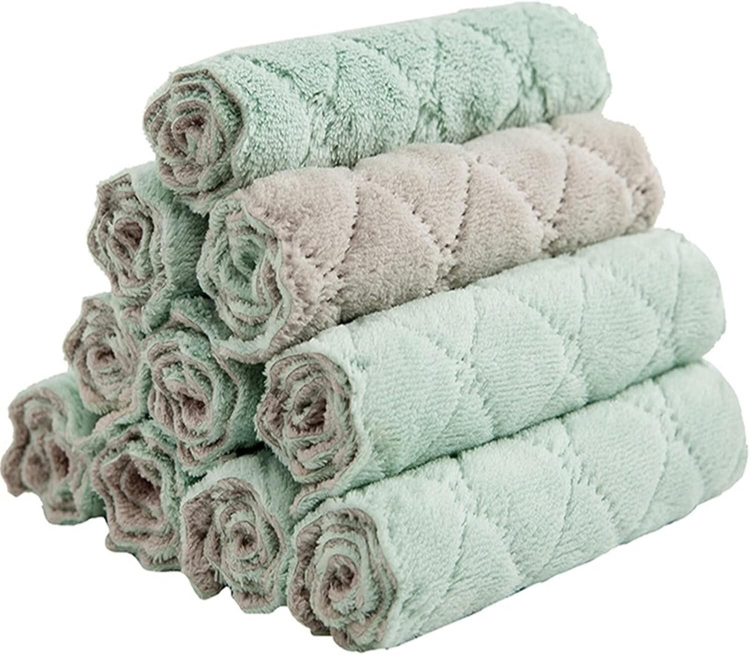 Super Absorbent Cleaning Cloths Microfiber Dishtowels Soft Cloth Rags, 10-Pack