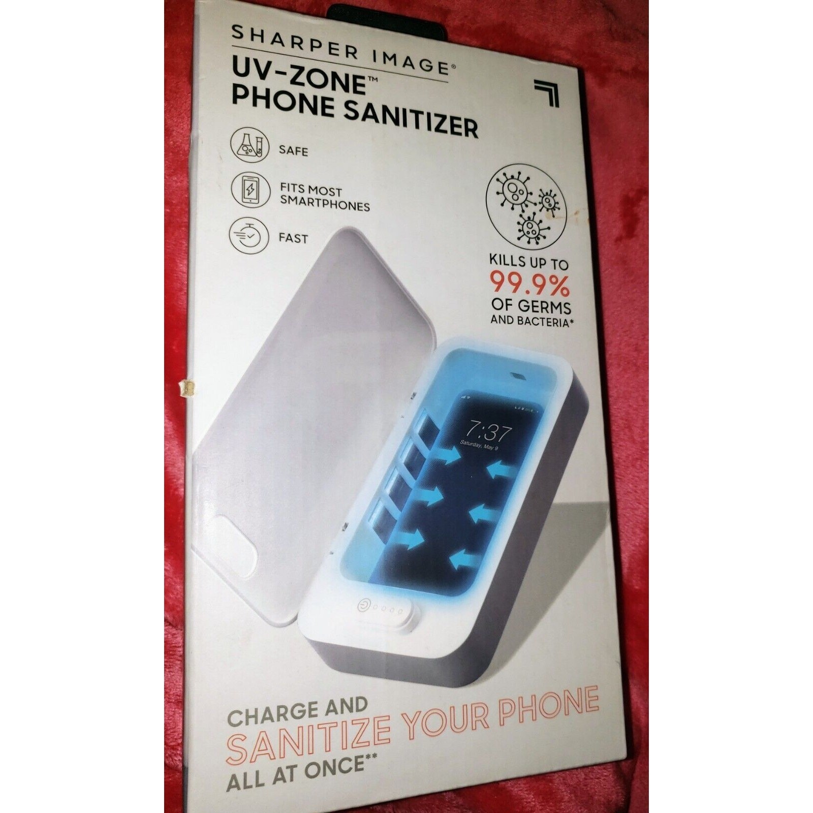 Sharper Image UV-Zone Phone Sanitizer White NWT New In Original Box