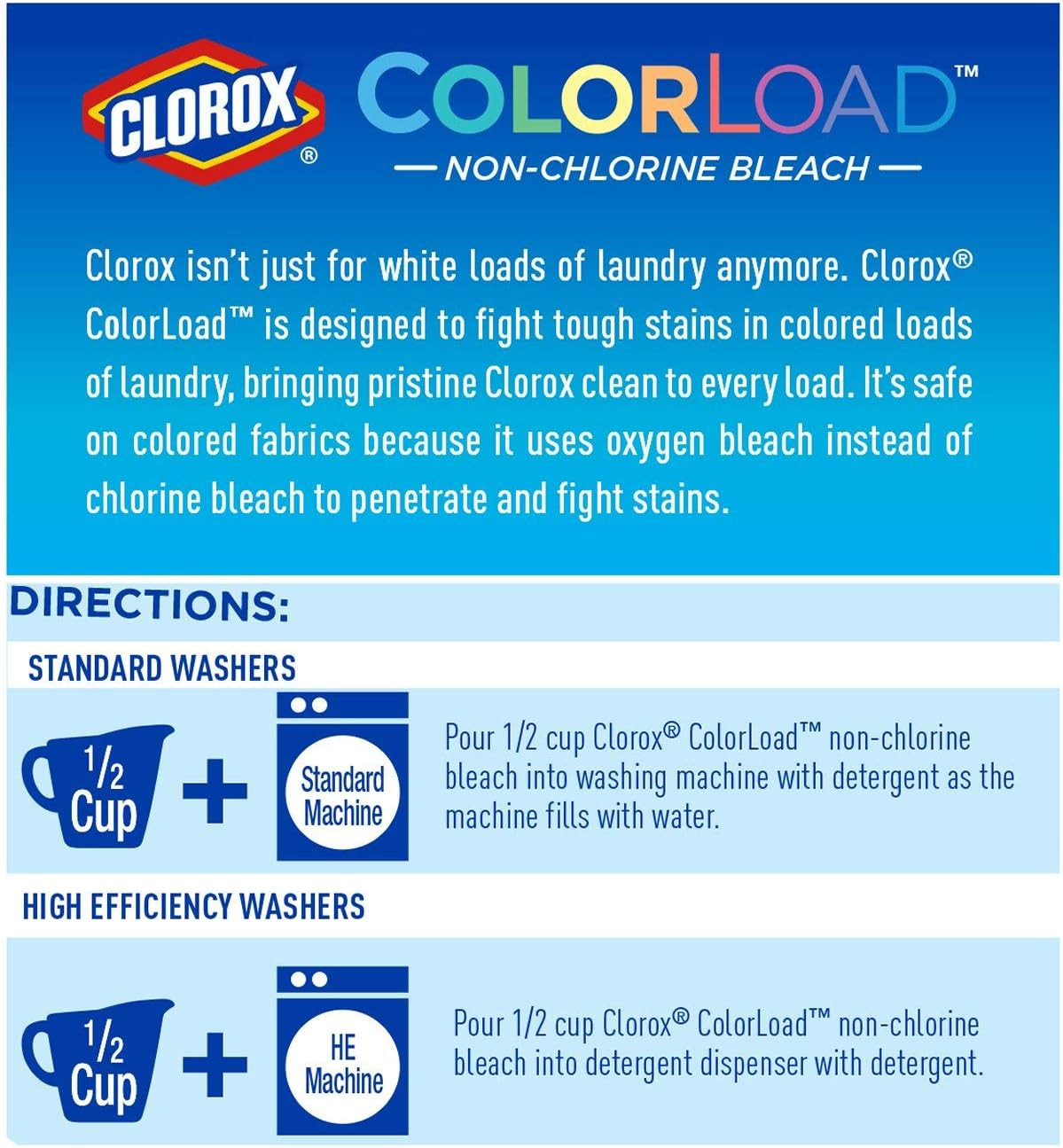 Colorload Non-Chlorine Bleach, 60 Ounce Bottle, Pack of 2, 120 Ounces Total