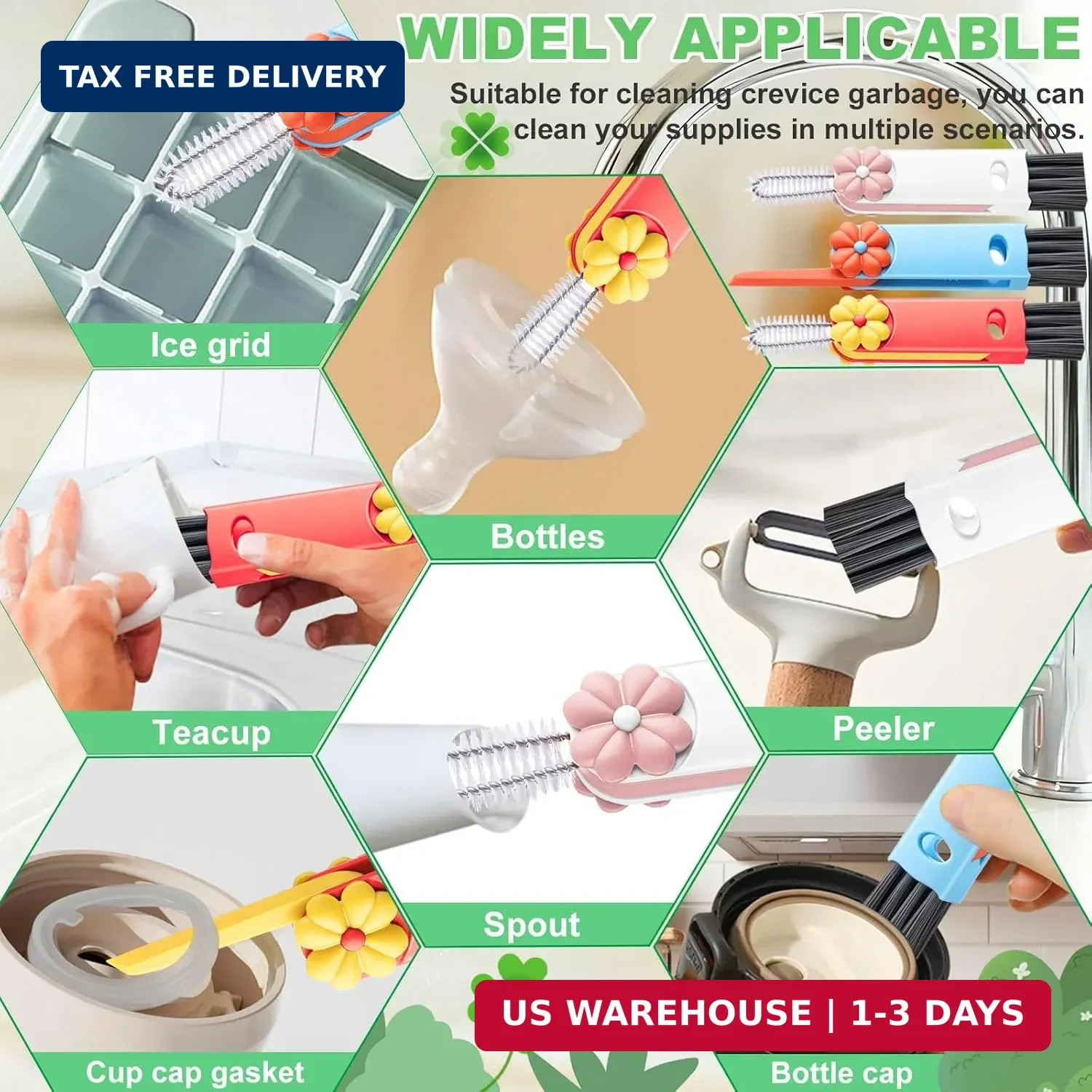 3 in 1 Cup Lid Cleaning Brush, Multifunctional Gap Cleaning Brush, Home Kitchen