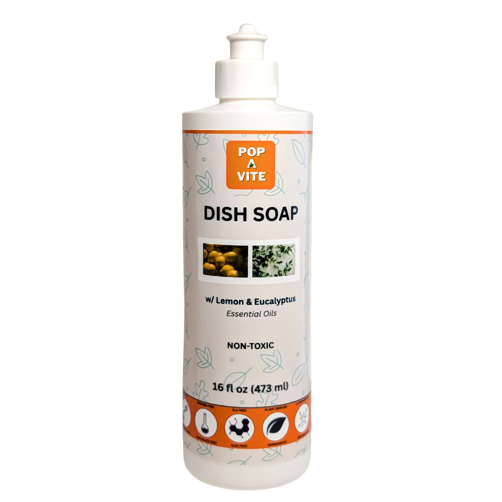 PAV Non Toxic Liquid Dish Soap 16 fl oz or 473 ml – Lemon & Eucalyptus Scent