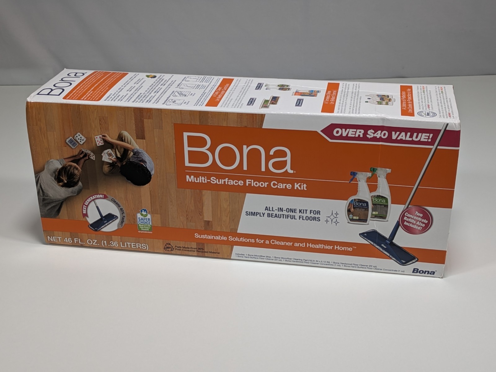Bona Multi-Surface Floor Care Mop Kit Cleaning Hardwood Wod Tile Laminate Floors