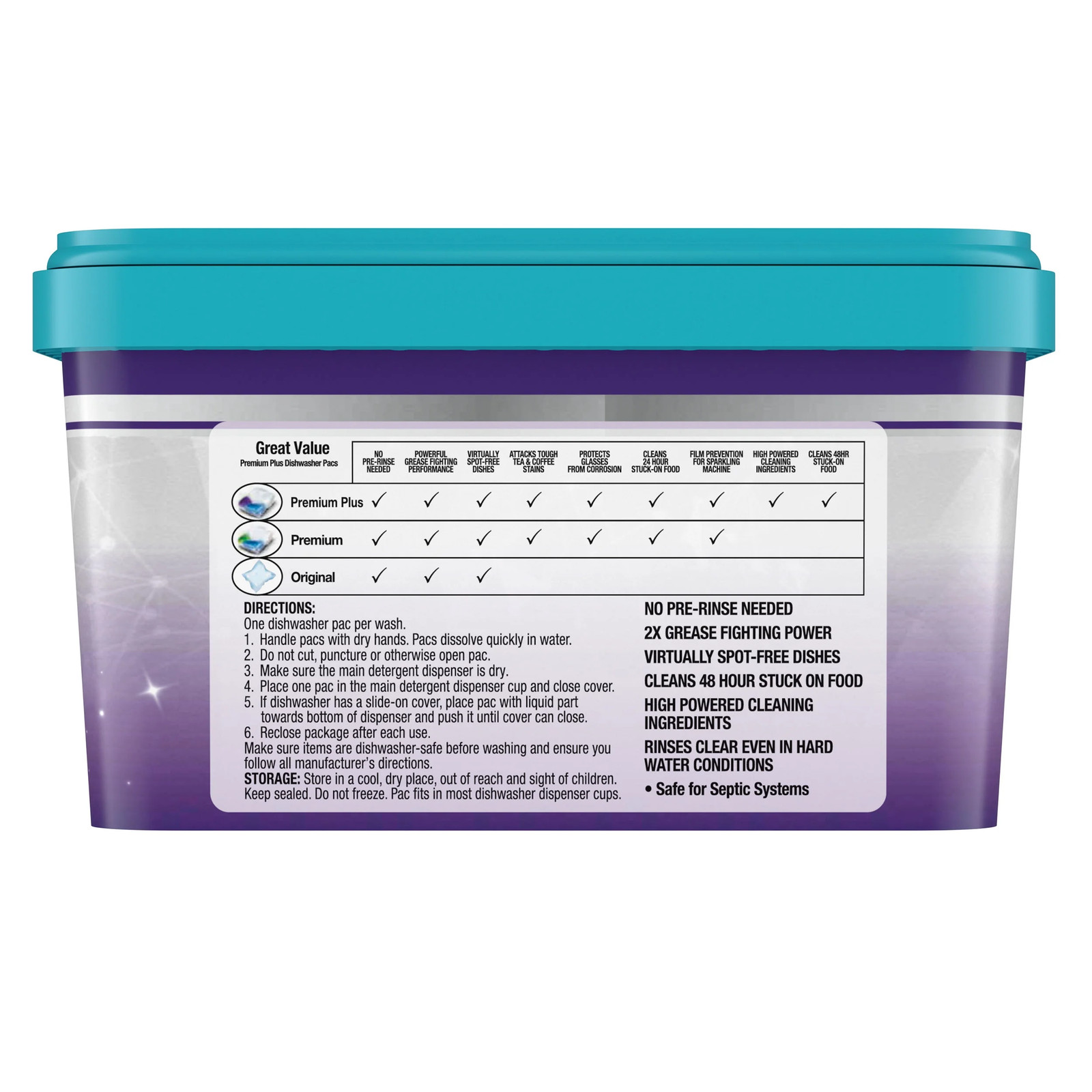 Premium Plus Dishwasher Pacs, Fresh Scent, 66 Count