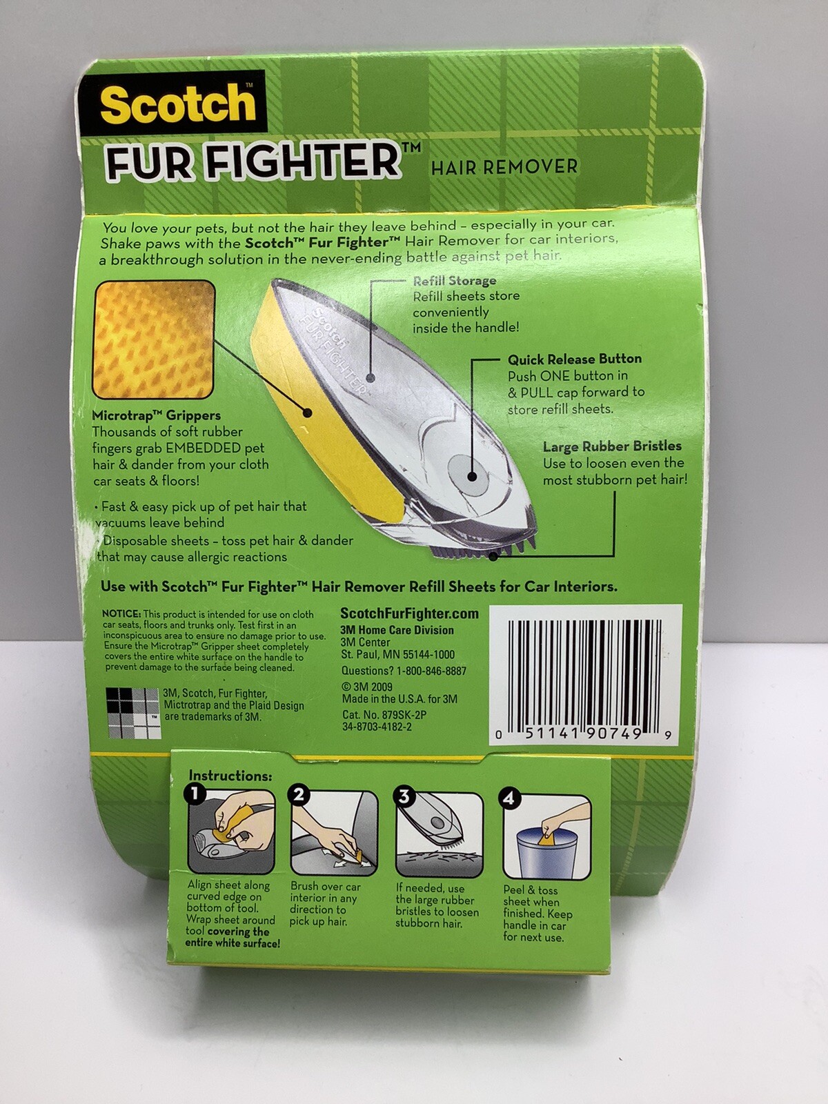 New Sealed Scotch Fur Fighter Starter Kit 1 Handle 2 Refill Sheets