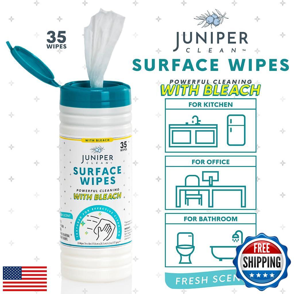 Juniper CLEAN 1 Pack Surface Cleaning Wipes with Bleach, All-Purpose Cleaner