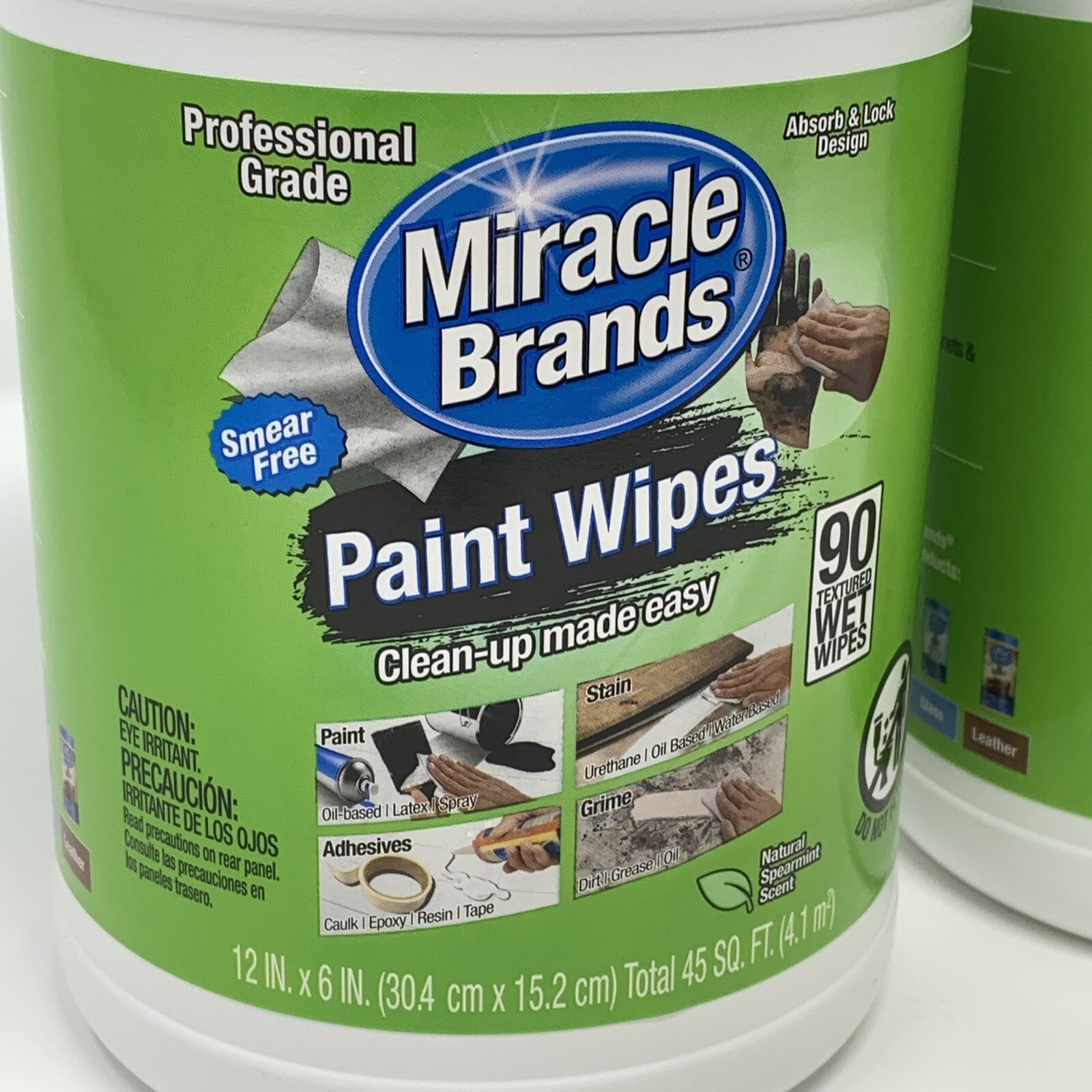 Lot of 2 Miracle Brands Paint Wipes – Textured Wet Wipes 180 Ct Total – 12″ x 6″