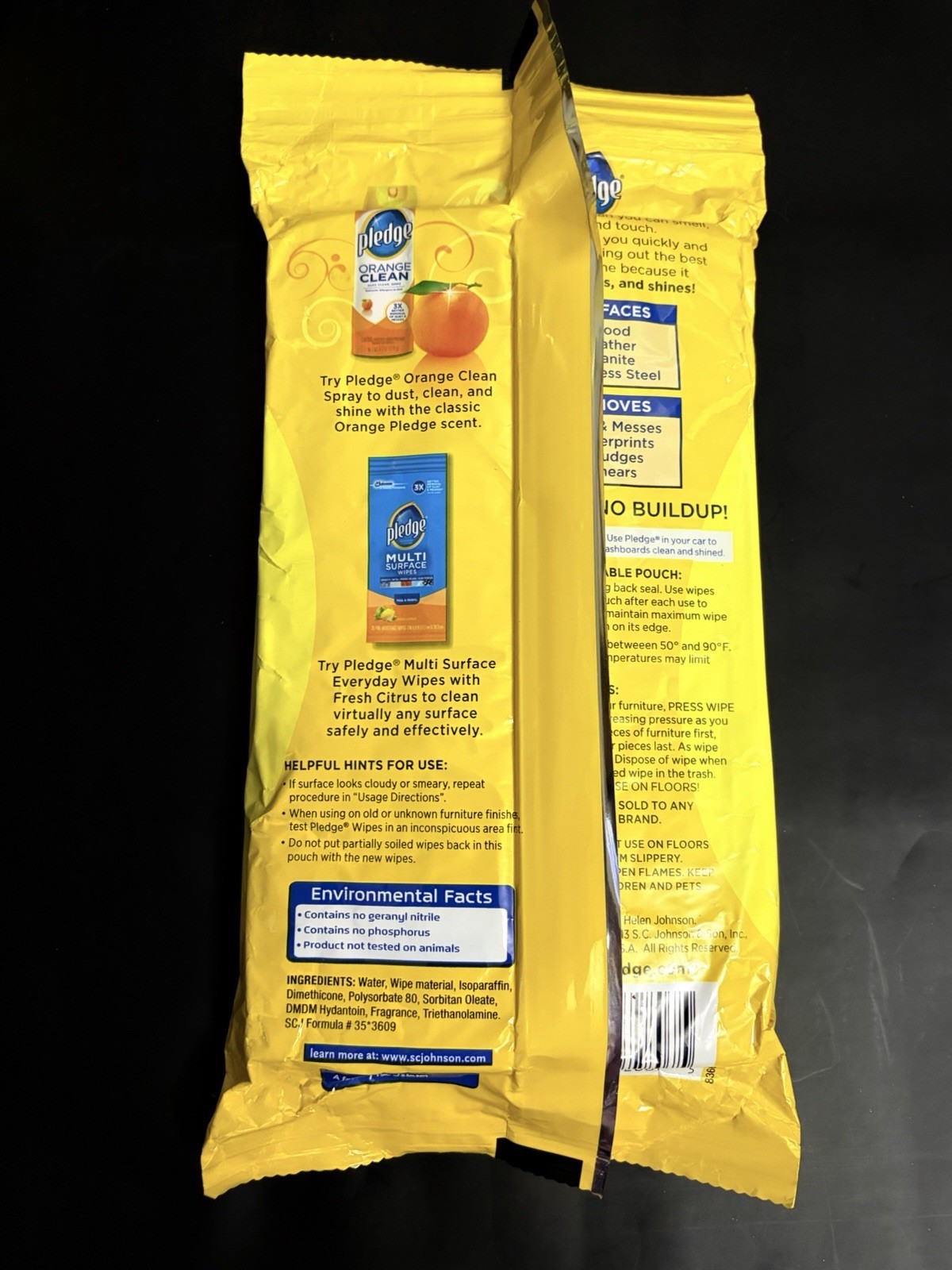 NEW 2pc Pledge Lemon Clean Spray 13.8 oz AND 24 Wipes (2013) NOS 3X Better
