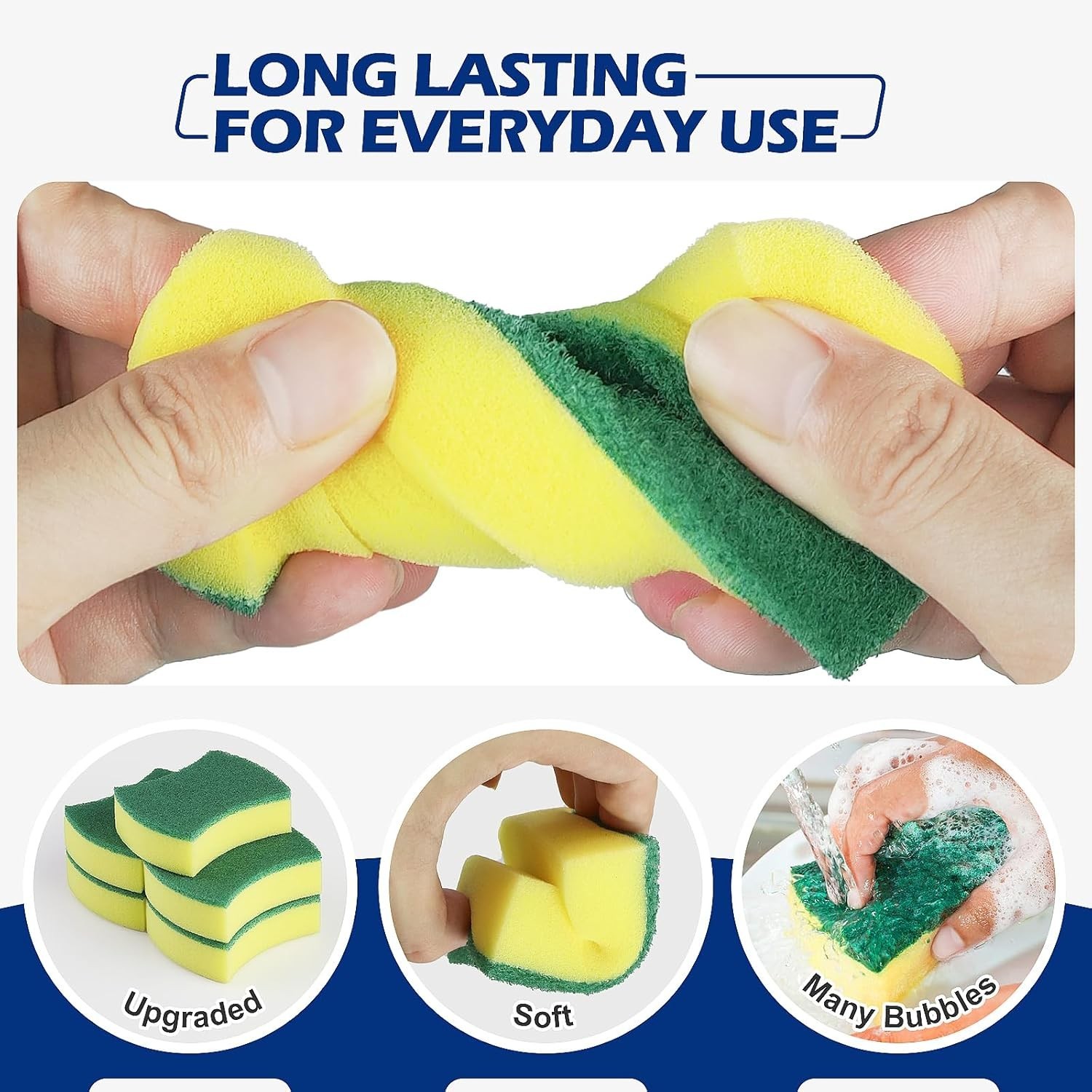 Kitchen Cleaning Sponges 96 Pack Non-Scratch Eco Microfiber Soft Yellow Color
