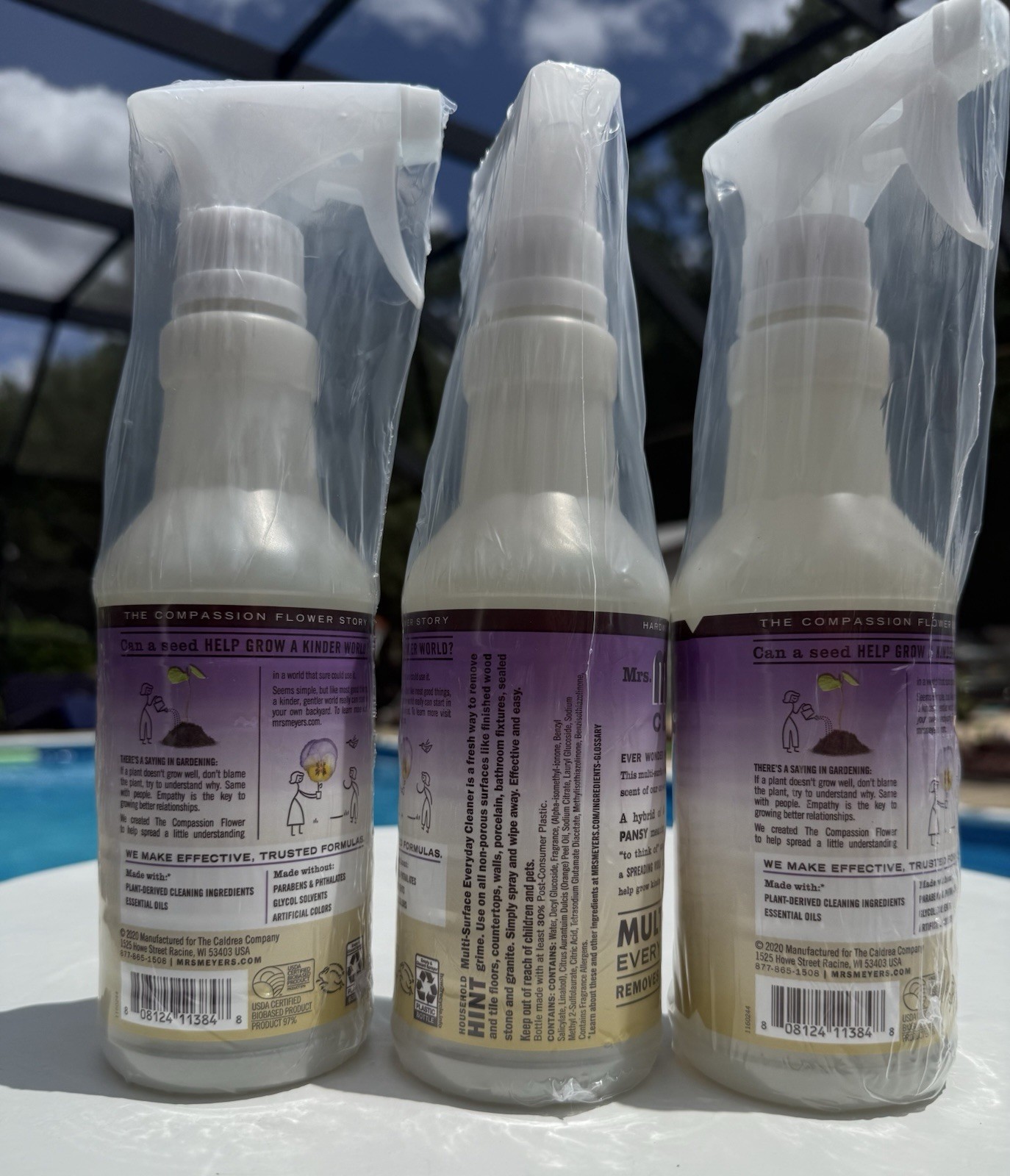 (3)Mrs Meyers Multi Surface Cleaner Spray 16 Fl Oz Plant Derived Fresh Scent