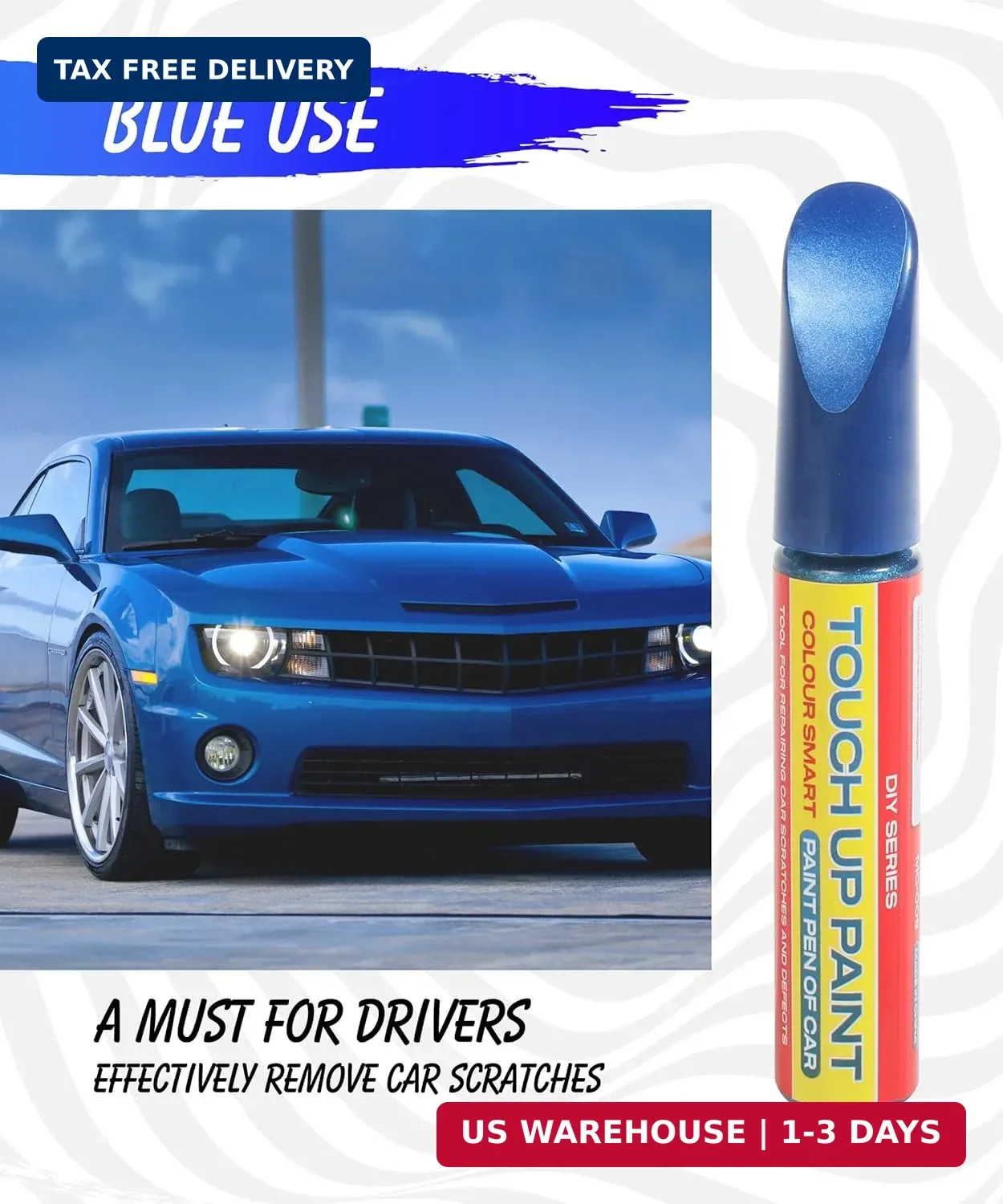 Pure Blue Touch Up Paint Universal Color Match for All Car Models Repair Pen