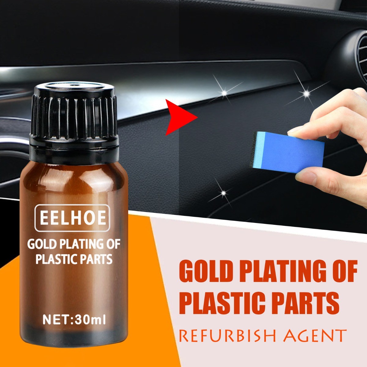 Car Plastic Coating Kit 30ml, Dashboard Interior Restorer & Polish Sealant