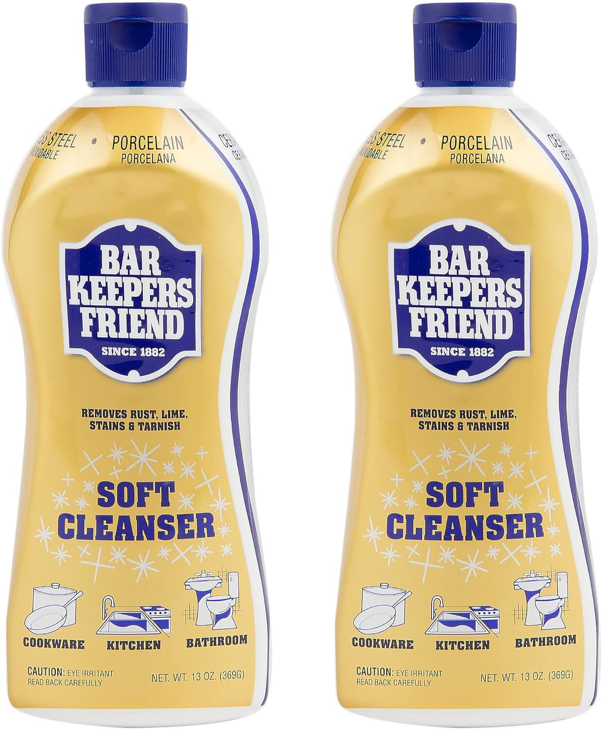 BAR KEEPERS FRIEND Soft Cleanser Kitchen Rust Lime Stains Rremove Pack of 2 13oz