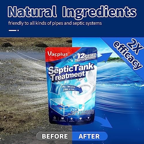 Septic Tank Treatment 12 Pcs for 1 Year Supply Dissolvable Packs Easy Operation