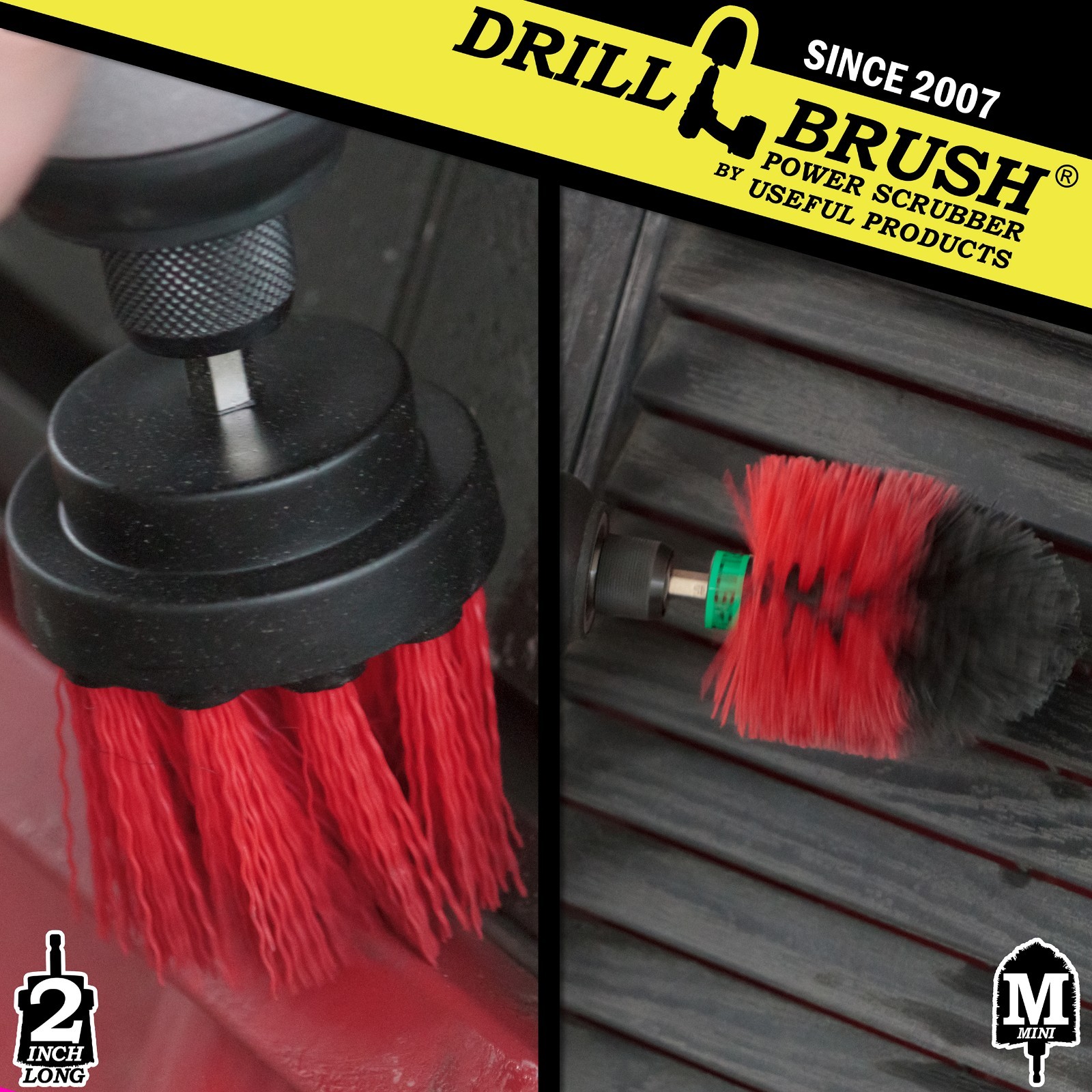 Drill Brush Cordless Drill Power Outdoor Scrub Brush Kit – Deck, Patio, Concrete