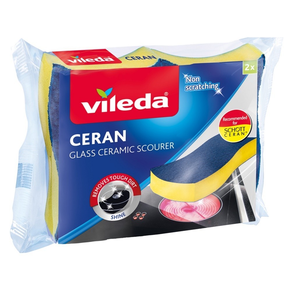 Vileda Sponge for Glass-Ceramic Induction and Ceramic, Set of 2 Units, 19x14x5.4
