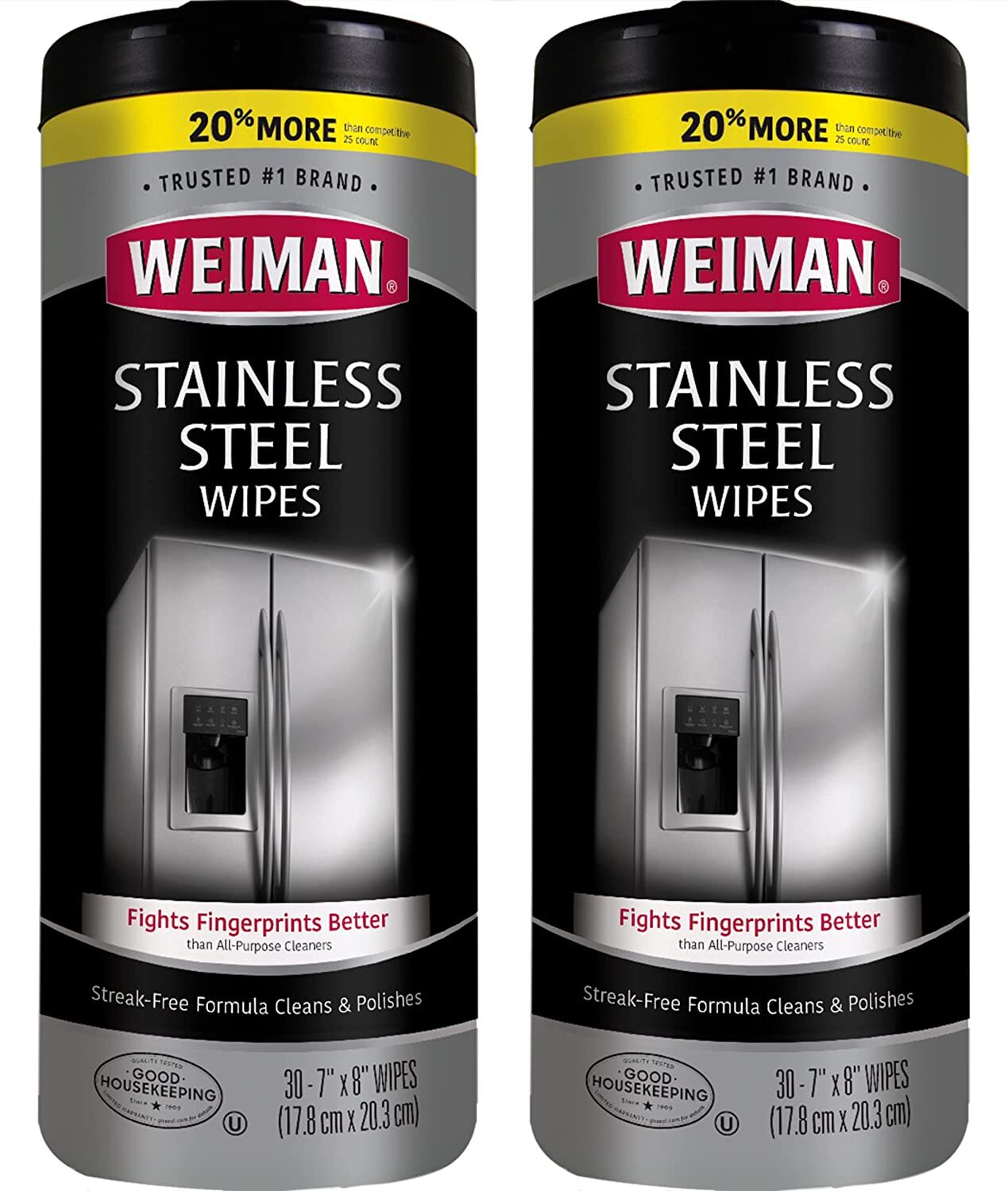 Weiman Stainless Steel Cleaner Wipes 2 Pack Fingerprint Resistant, Removes Resi