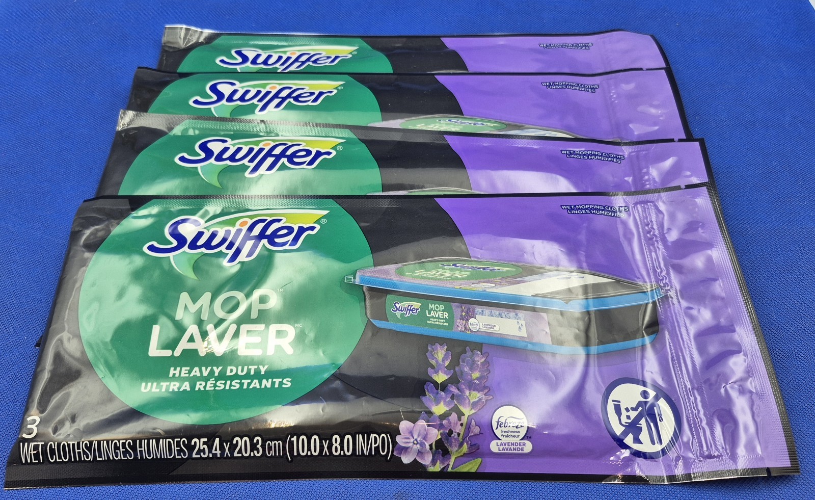 SWIFFER Heavy Duty Lavender Scented Mop Cloths Four 3-Packs NEW