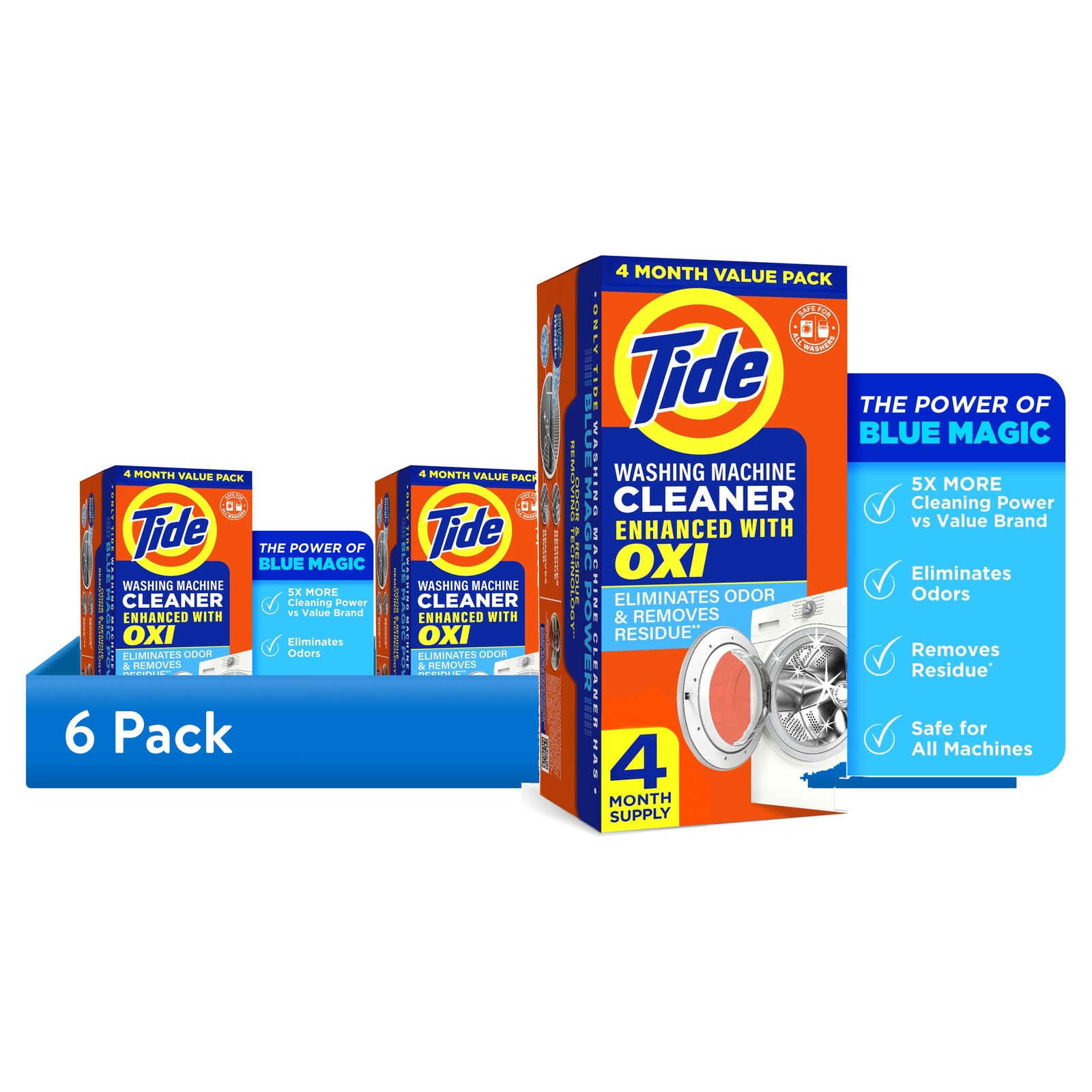 2 Pack Tide Washing Machine Cleaner, Oxi Powder Odor Eliminator 4ct