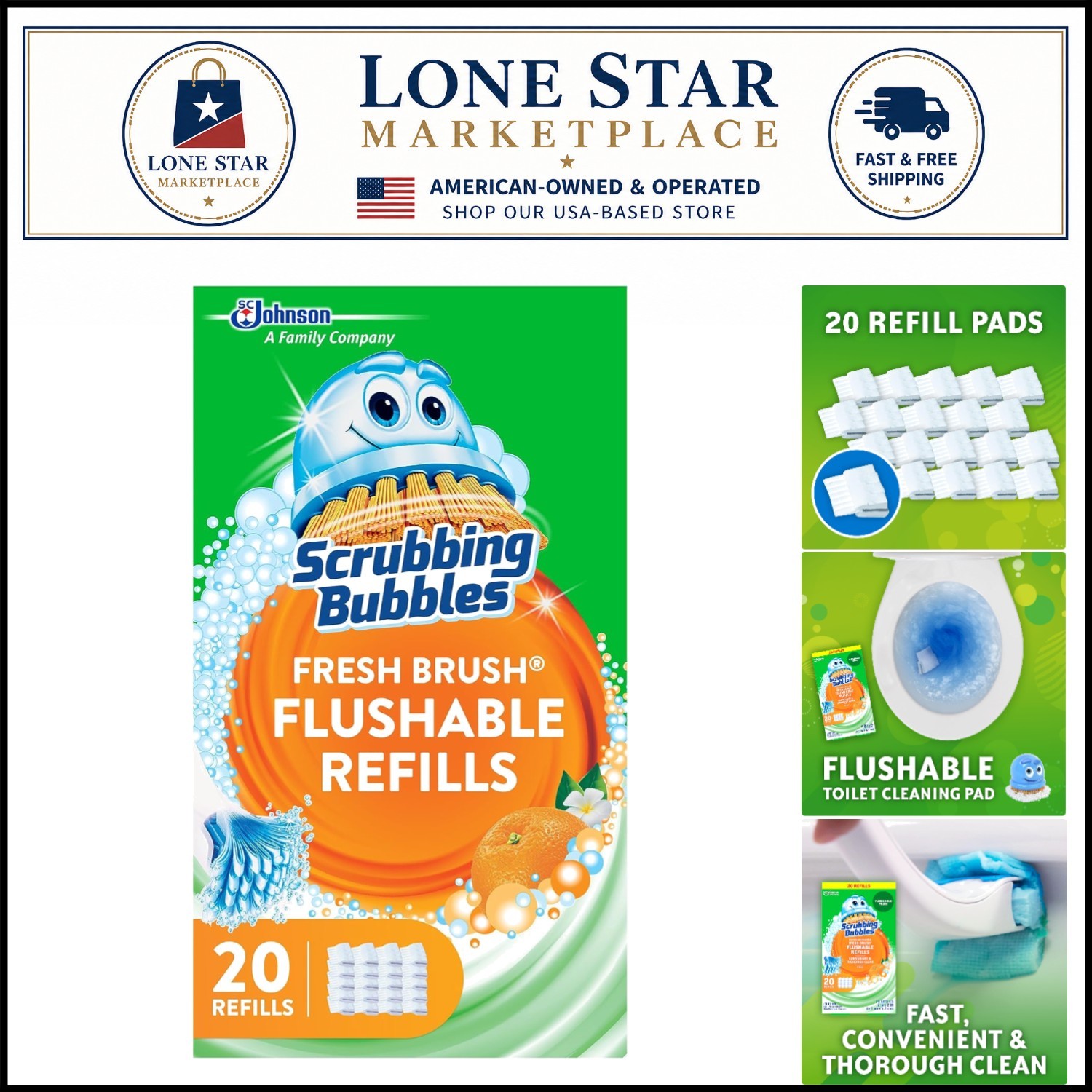 Effortless Toilet Cleaning with 20 Citrus Scent Flushable Refills – Odor Control