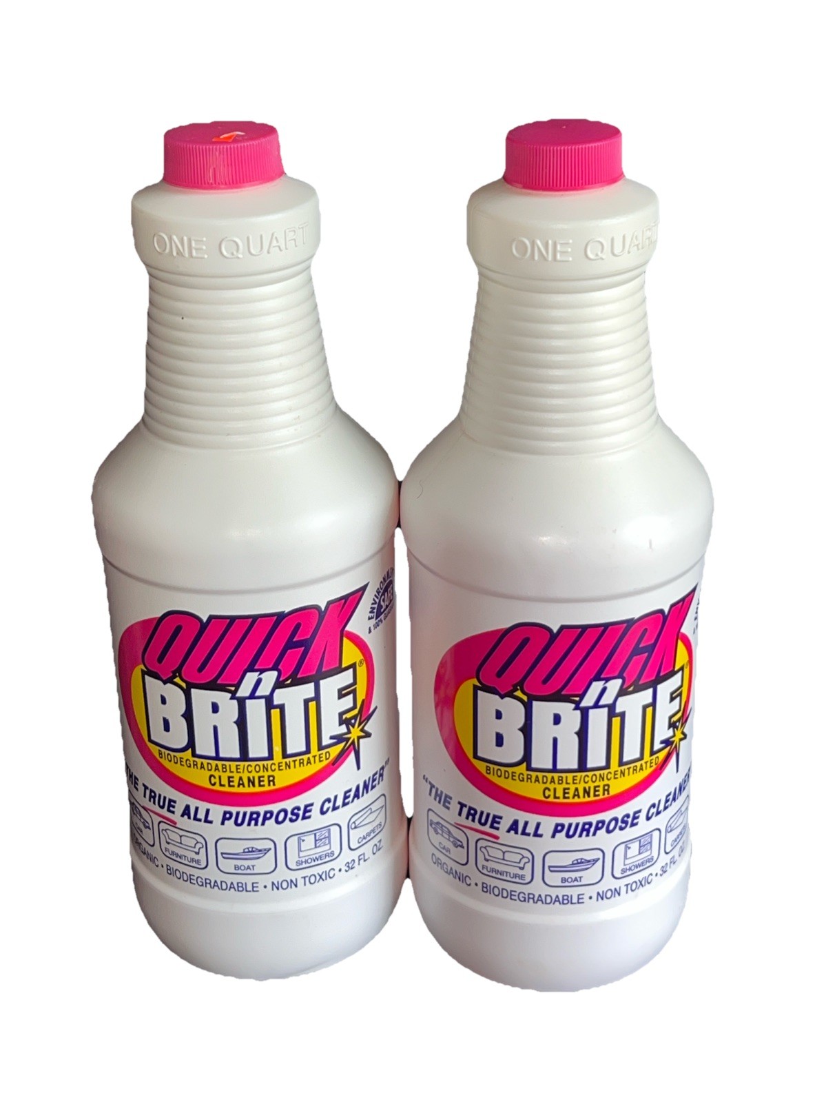 2X Quick ’n Brite All-Purpose Liquid Cleaner 32oz Ea Makes Up to 256 Bottles NOS