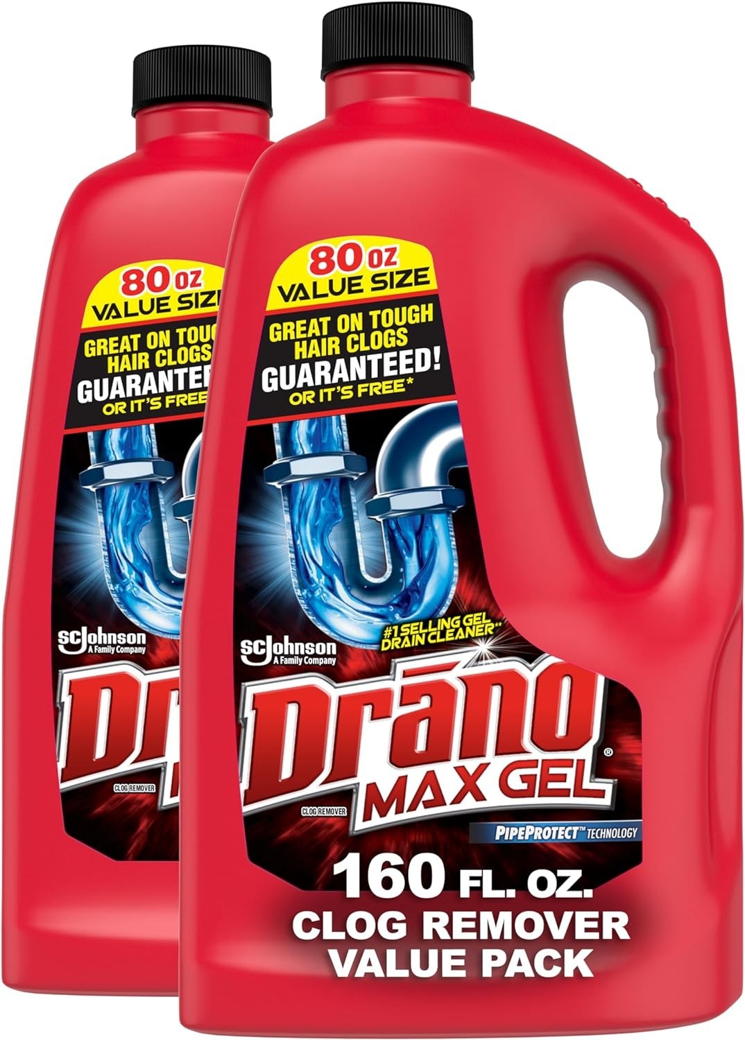 Drano Max Gel Drain Clog Remover and Cleaner for Shower or Sink Drains,80/160 Oz