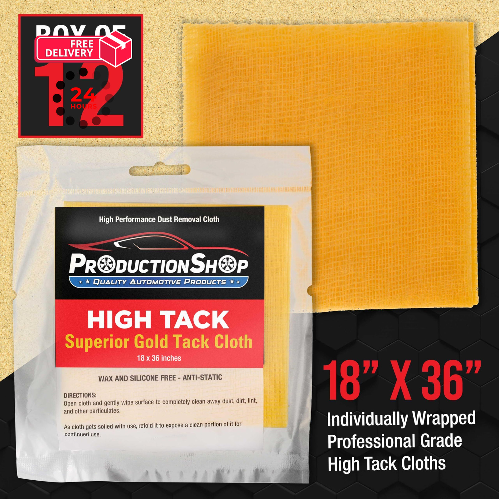 ProductionShop – High Tack Superior Gold Cloths, 18-inch x 36-inch,