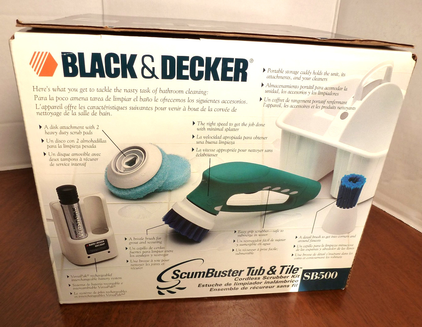 New Black and Decker Scum Buster Kit SB500 Cordless Tub Tile Scrubber Sealed