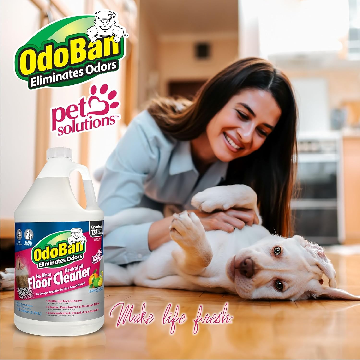 OdoBan Pet Solutions No Rinse Neutral pH Floor Cleaner Concentrate, Made in the